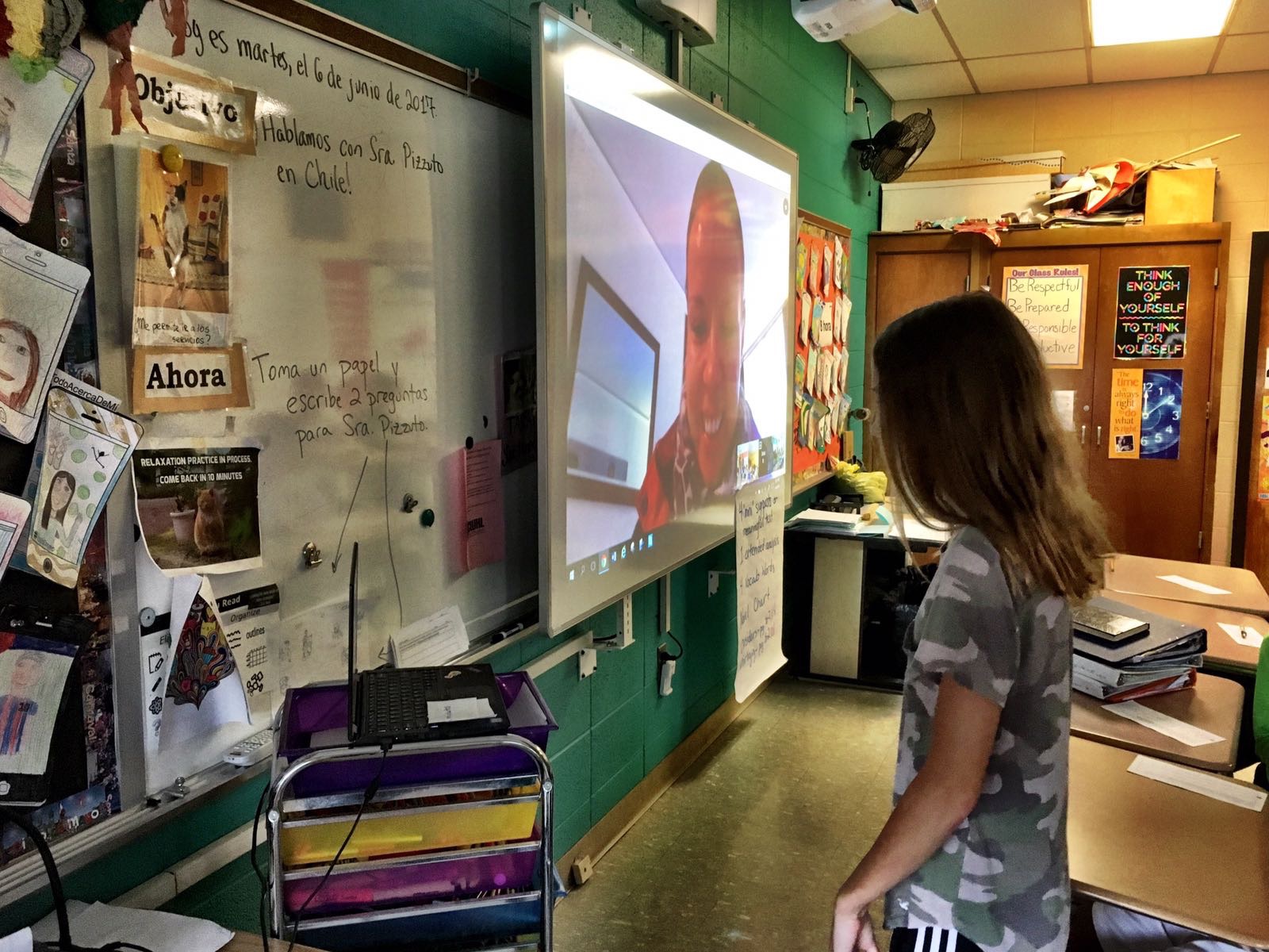 7th grade student Ally asked a wonderful question: "What are some of the names of students you met in Chile?" Well done, Ally!