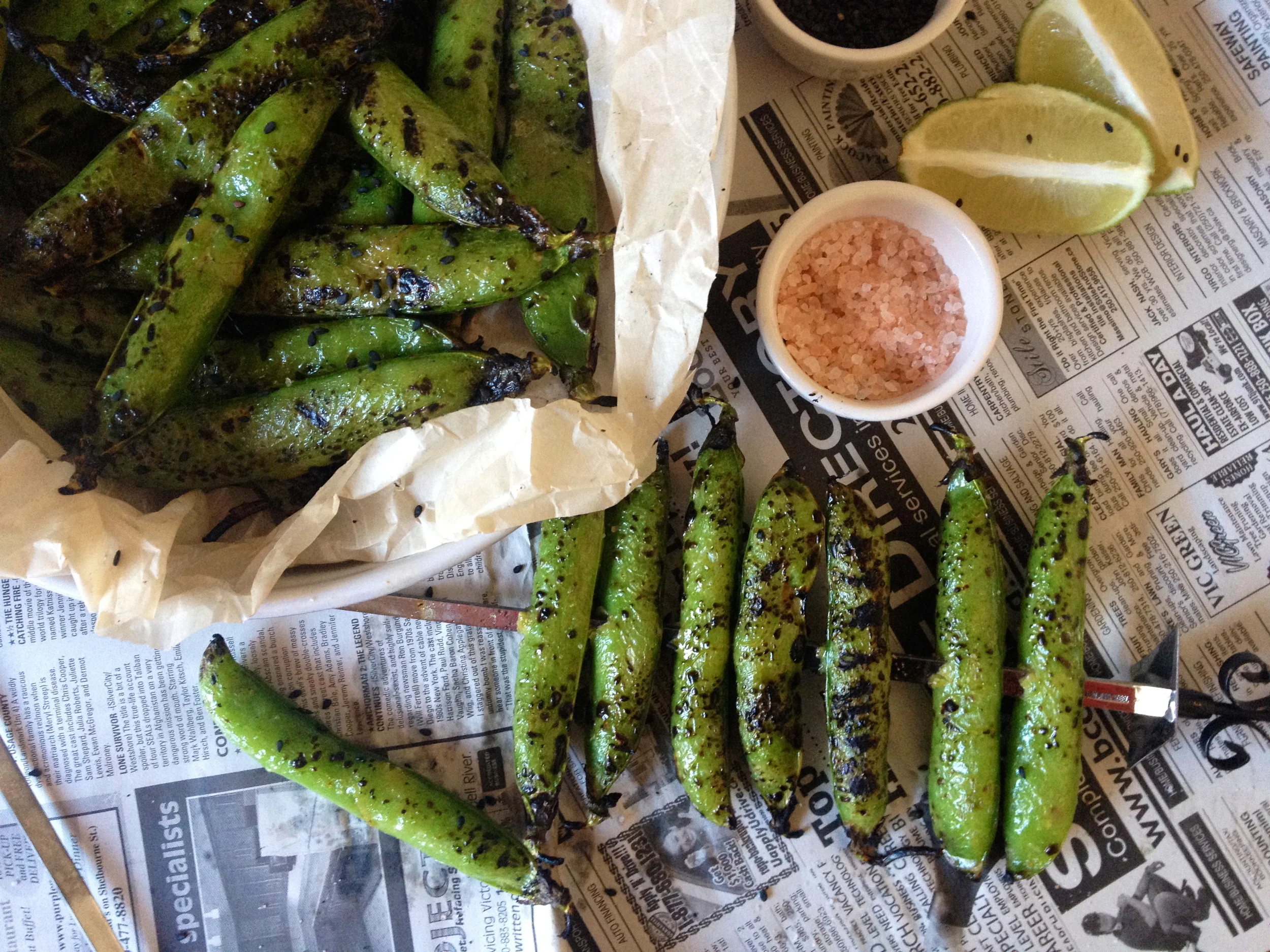 Grilled Sesame, Lime English Peas