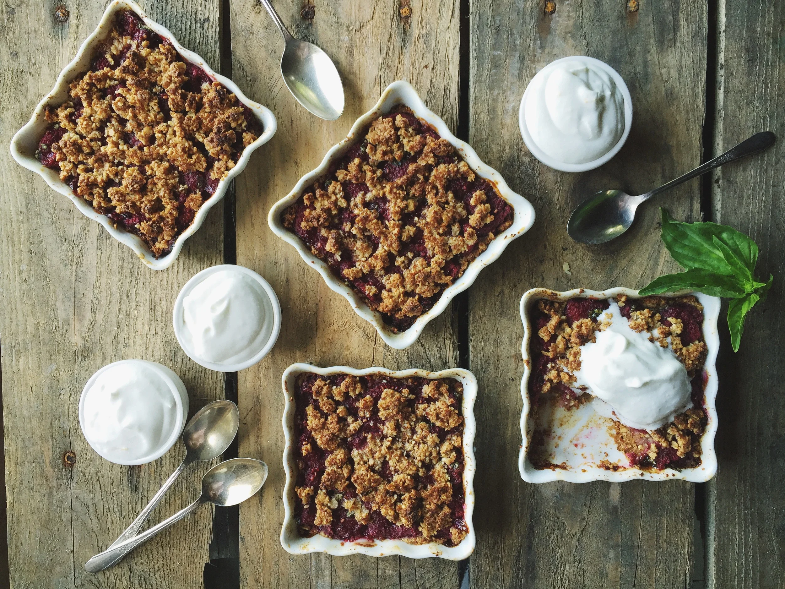 Raspberry Basil Tart Crumble + Lemon Coconut Cream Whip