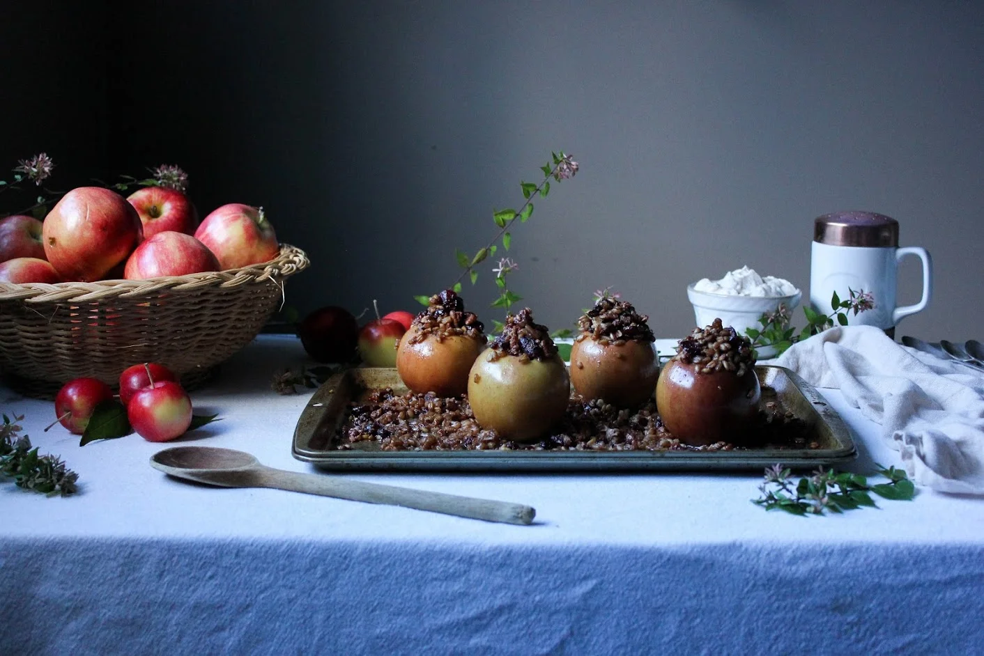 Sweet Farro Stuffed Baked Apple Blossoms