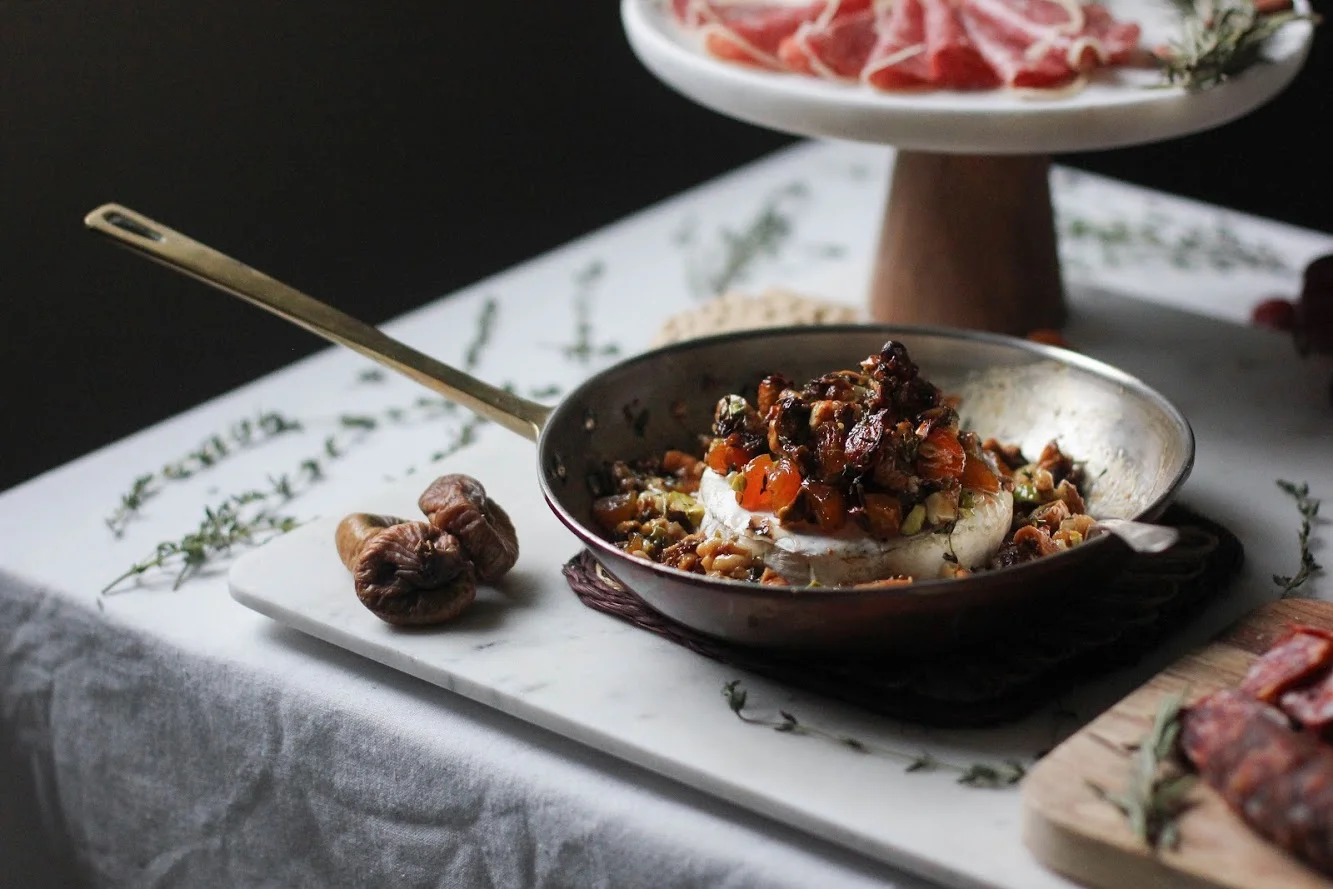 Honey & Thyme Baked Brie with Dried Fruit & Nuts & the Ultimate Charcuterie Table