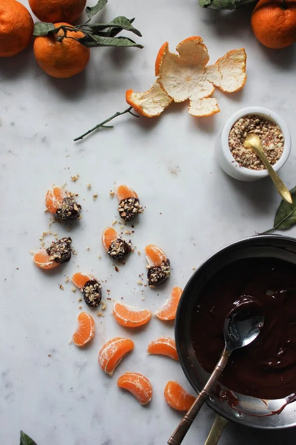 Chocolate Drenched, Almond Sprinkled Mandarin Slices