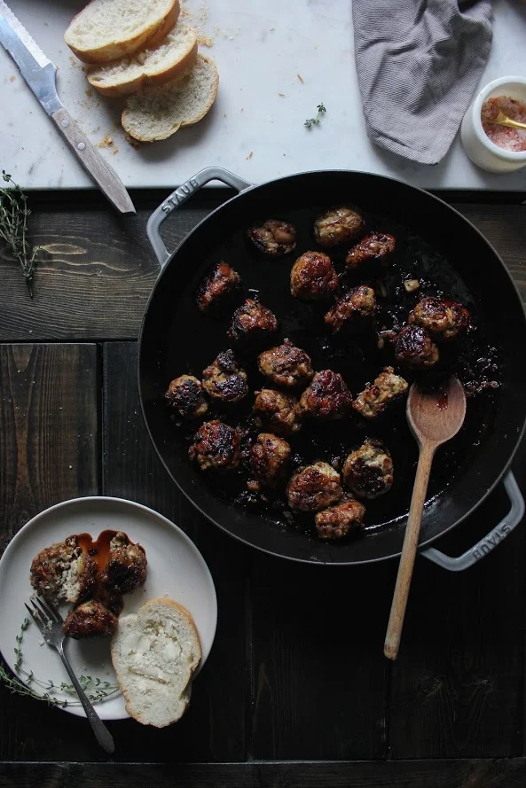 Sage, Thyme & Apple Turkey Meatballs + a Soy, Maple Glaze