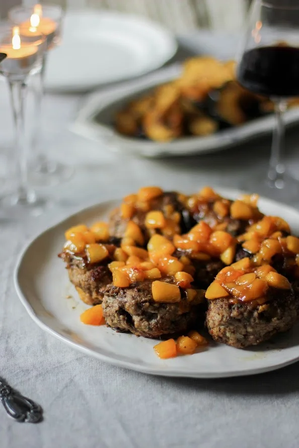 the devastating side of the meat industry + why it is important to eat organic + honey caramelized peach, pork & beef patties