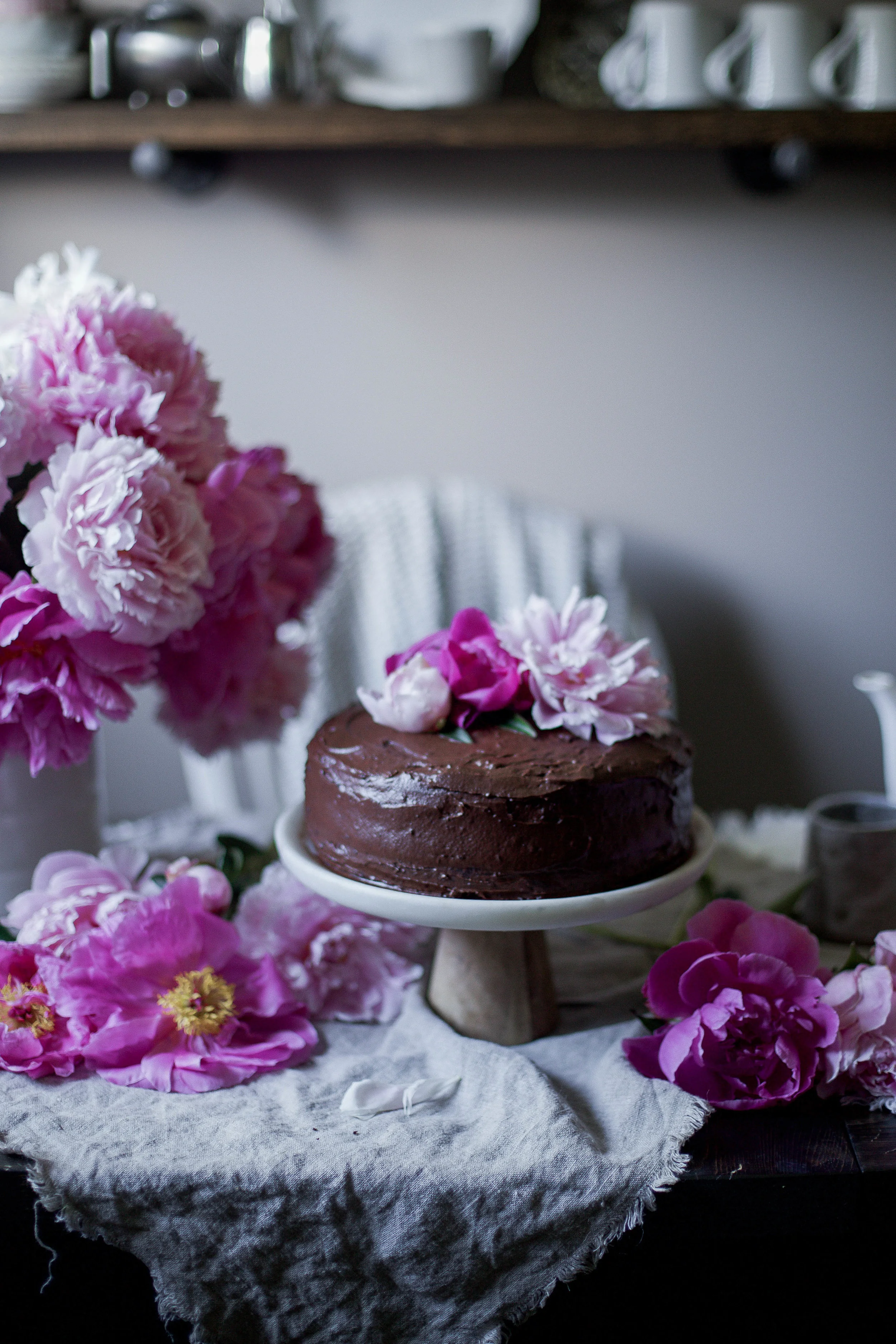 double chocolate espresso cake with a hidden berry middle