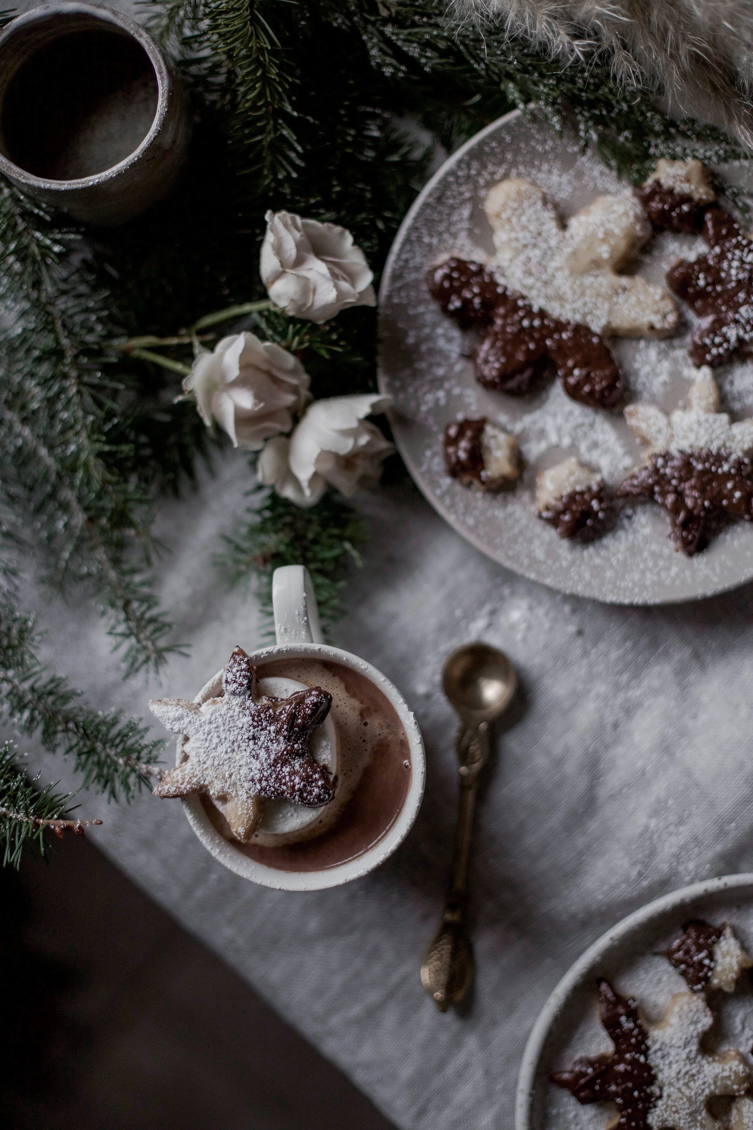orange zest + almond + dark chocolate shortbread cookies