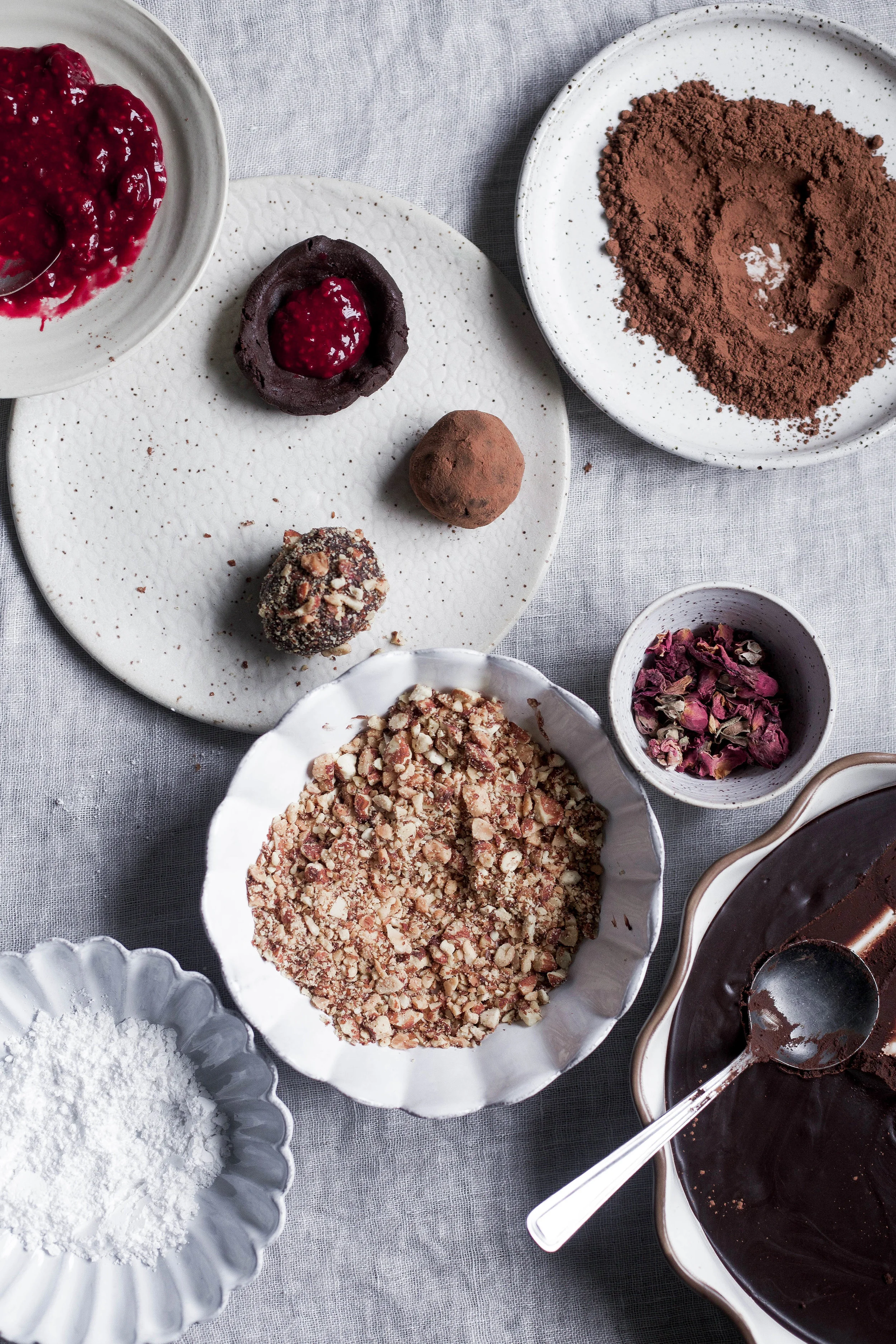raspberry filled dark chocolate truffles coated three ways (1 of 1).jpg
