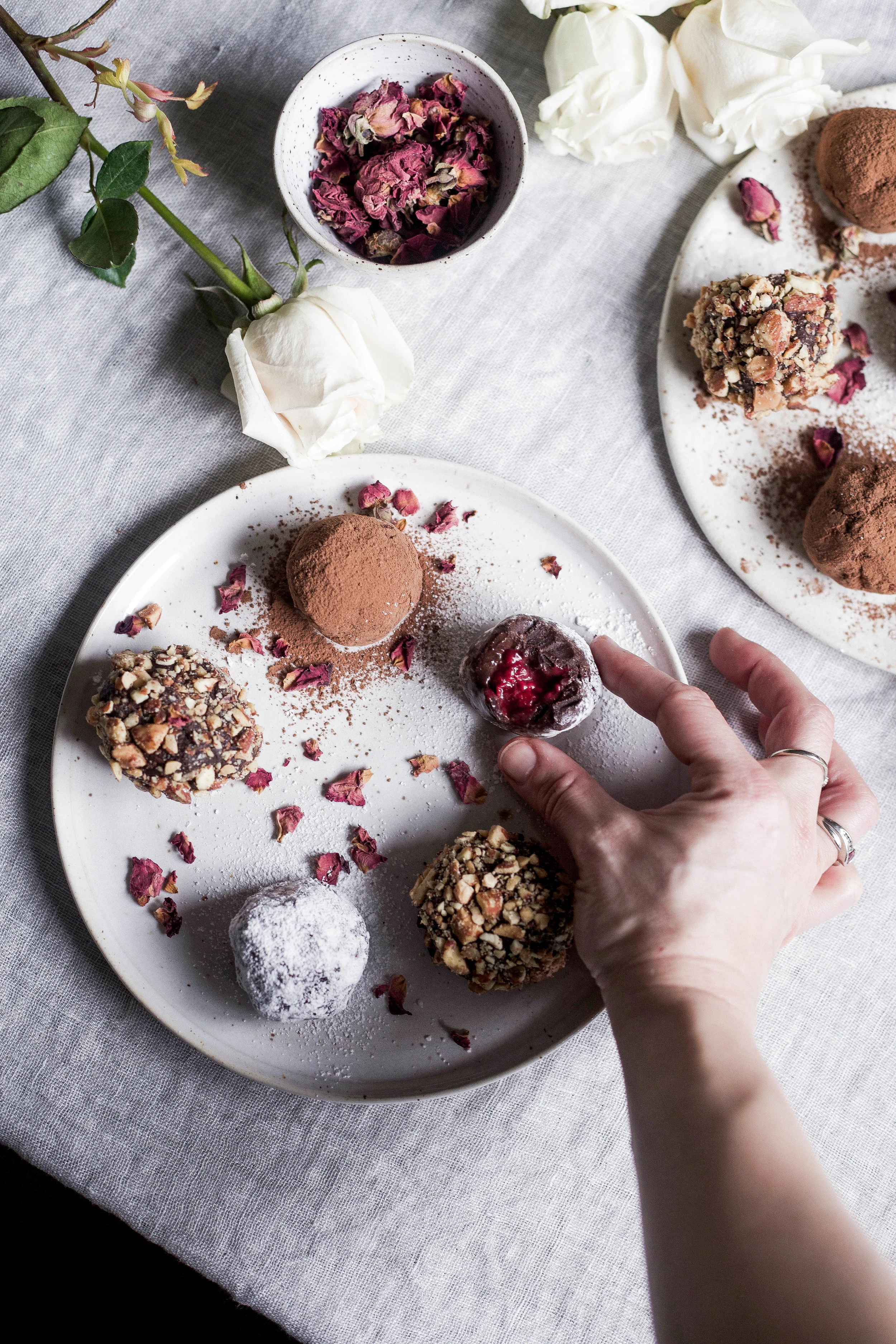 raspberry filled dark chocolate truffles coated three ways (22 of 1).jpg
