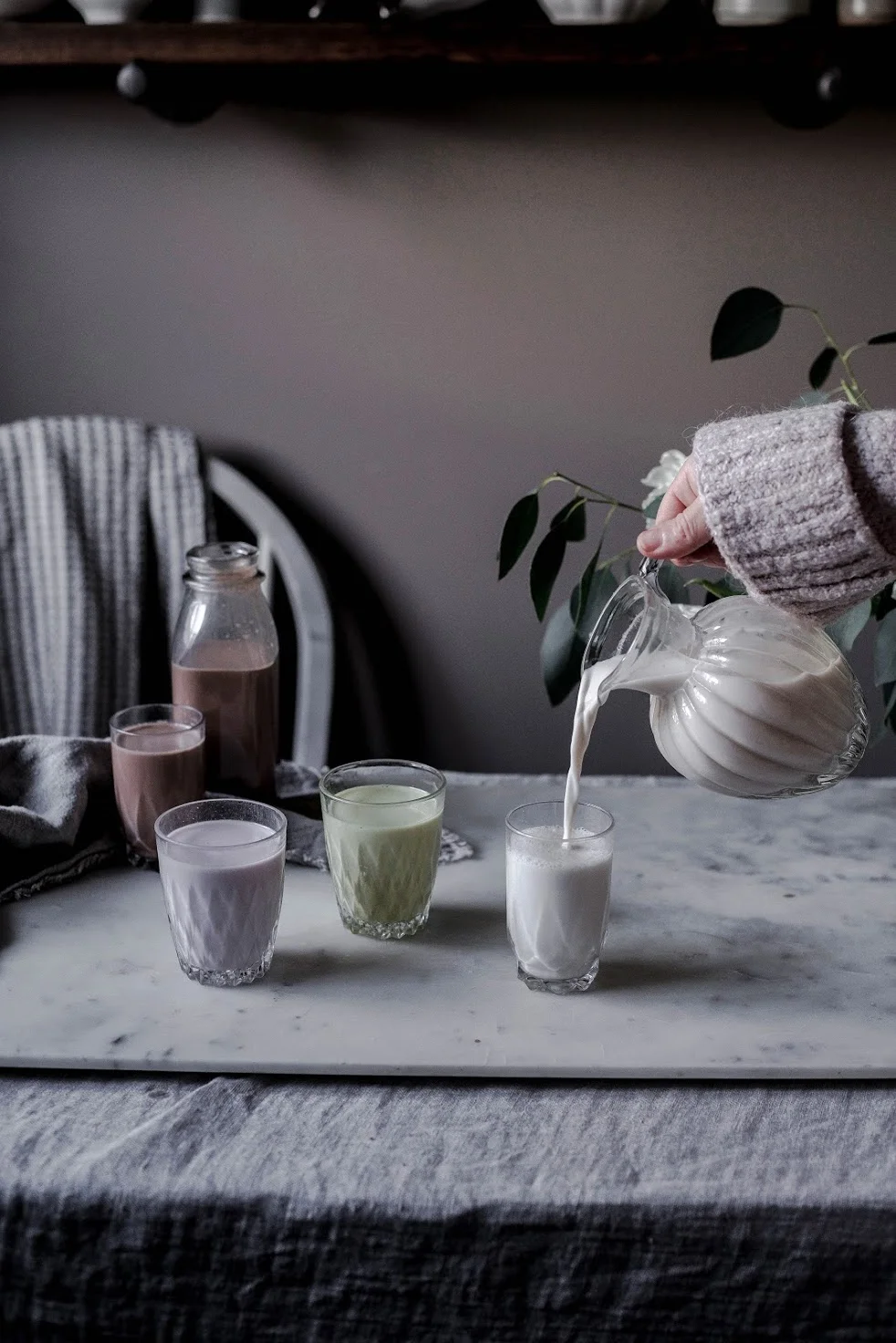 4 kinds of homemade almond milk, chocolate, vanilla, strawberry, turmeric (43 of 1).jpg