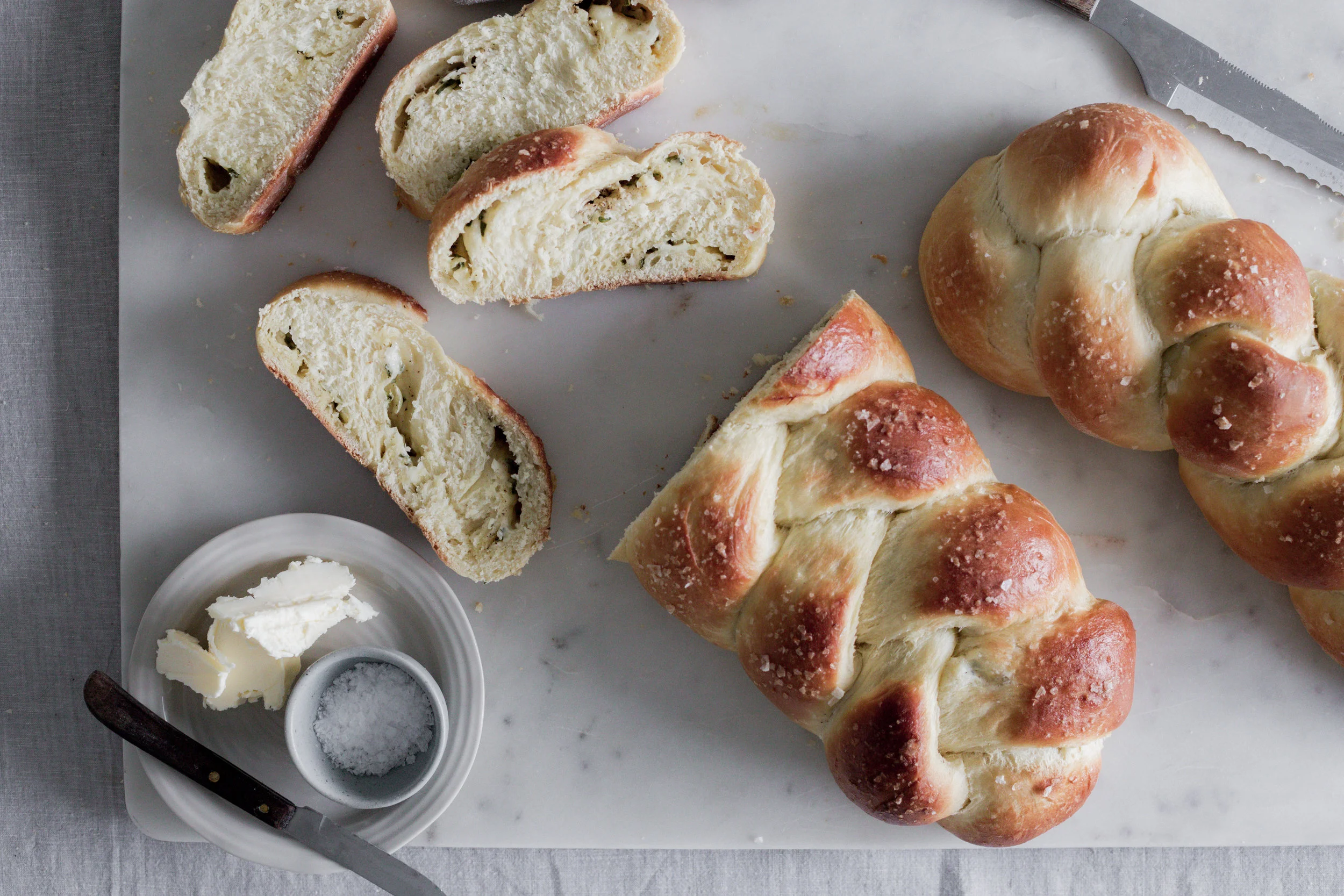 Garlic, Chive &amp; Asiago Challah Bread