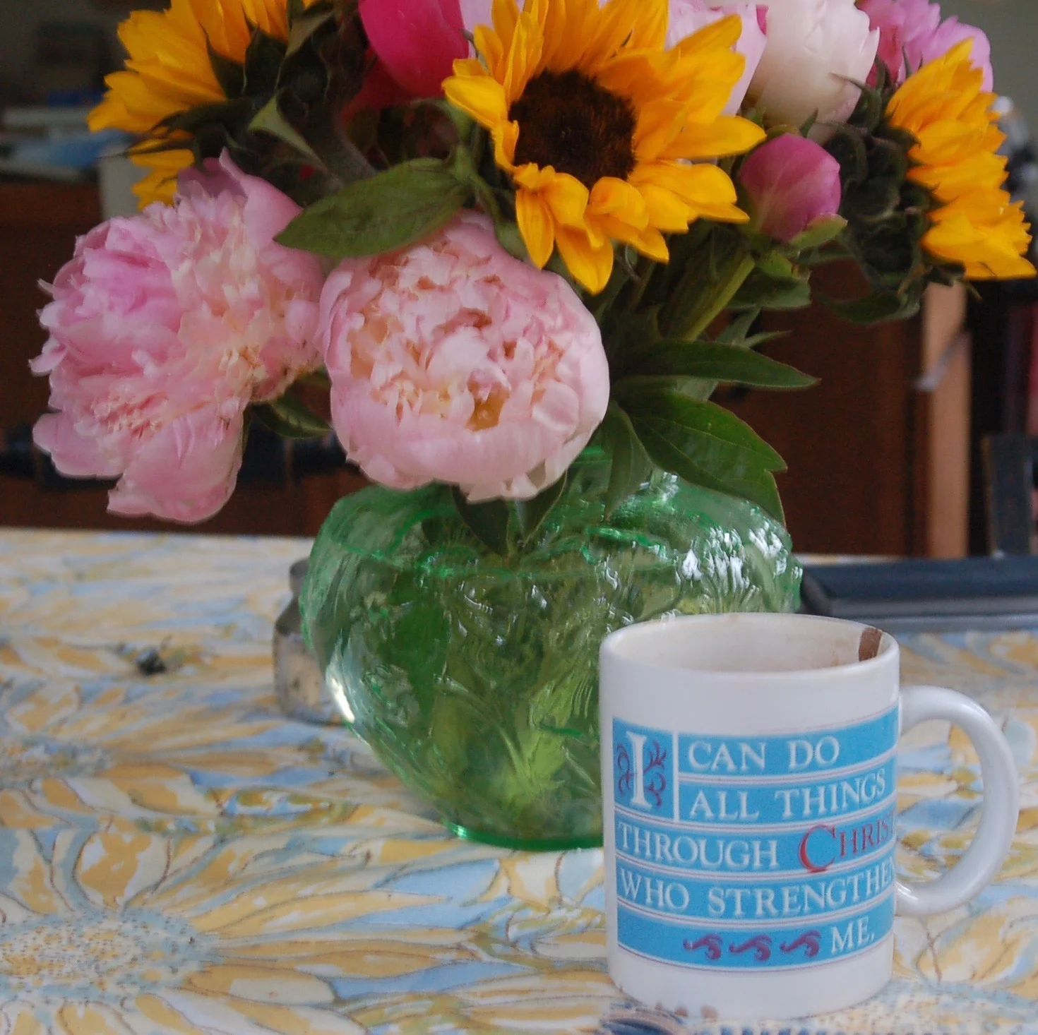 My favorite mug. My sister Melissa gave this to me for Christmas 27 years ago. I drink my morning tea from it every day!