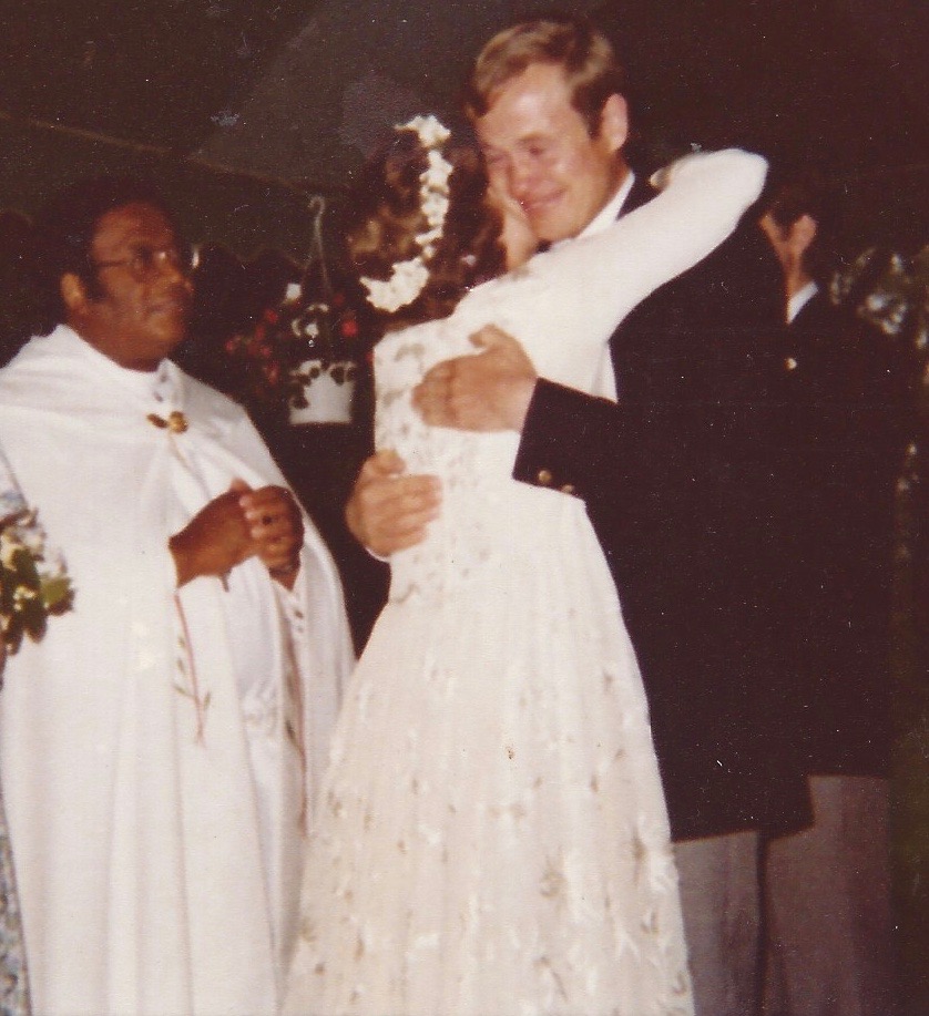 Just married, April 26, 1980 Marriage is a metaphor for the mystical union between the bride, a born again believer, and the Bridegroom King, Jesus. The bride belongs to the Bridegroom. ( John 3:29) The person who is joined to the Lord is one sprit with him. 1 Corinthians 6:17 One last excerpt from 1000 Gifts: A Dare to Live Fully Right Where You Are by Ann Voskamp Jesus says there is no other way to take up the faith but complete union: "I am in My Father, and you are in me, and I am in you" (John 14:20). I am stilled. I think on being in Christ and Him being in me and He is wind whisperer and I am leaf and He stirs and I tremble: "Remain in Me, and I will remain in you" (John 15:4). He's calling me to graft on, become one with the True Vine, the vine the biblical symbol of joy, festivity ... fullness. He's calling to come celebrate being made one, and in Him, to bear the fruit of the full life round. I see it clear, June coming in bright on the breeze through open window: there is no real reality, no full life, outside of the relationship with Love, because God Himself wraps Himself eternally in relationship: God the Father, God the Son, and God the Holy Spirit existing in relationship, an encircling dance of communion sweetest. God is love -- everywhere! everything! -- and He can only be love because He exists in triune relationship. Before I ever breathed or the earth ever spun, the love within the Godhead orbited, Father loving Son "before the creation of the world" (John 17:24) and when I am in union with Christ, I too am lavished with the love the Father has for the Son. In union, that love is mine -- ours! I can't simple ignore His serenade because I'm unsure, uncomfortable, uninterested, thinking I've claimed Christ as my Savior already anyways. God is relationship and He woos us to relationship and there is nothing with God if there is no relationship. Mystical Union. This, the highest degree of importance. God as Husband in sacred wedlock, bound together, body and soul, fed by His body, quenched by His blood -- this is where eucharisteo leads . Lover bestows upon the Beloved gifts, the Beloved gives thanks for those gifts and enters into the musical love union. If God, who could have any life of His choosing, finds the most satisfying joy in communion within the Trinity, wouldn't I? I know and don't know why I am afraid. How receptive to God do I really want to be? God makes love with grace upon grace, every moment a making of His love for us. And He invites the turning over of the hand, the opening and saying Yes with thanks. Then God lays down all His fullness into all the emptiness. I am in Him. He is in me. I embrace God in the moment. I give Him thanks and I bless God and we meet and couldn't I make love to God, making every moment love for Him? To know Him the way Adam knew Eve. Spirit skin to spirit skin. This is what His love means. I want it: union. This is the one gift He longs for in return for His unending gifts, and this even I could give Him, and anywhere. Anywhere -- in the kitchen scrubbing potatoes, in the arching cathedrals in Paris, in the spin of laundry and kids and washing toilets -- anywhere I can have intimate communion with the Maker of heaven and earth. Thank You, God, for the bread of now...for Your Son and sacrifice...for the love song You keep singing, the gift of Yourself that You keep giving...for the wild wonder of You in this moment. This is His song! I rejoice in you. Come rejoice in Me. The song that plays the world awake, the song that fuels joy: Enjoy Me. Enjoy Me! Is there a greater way to love the Giver than to delight wildly in His gifts.