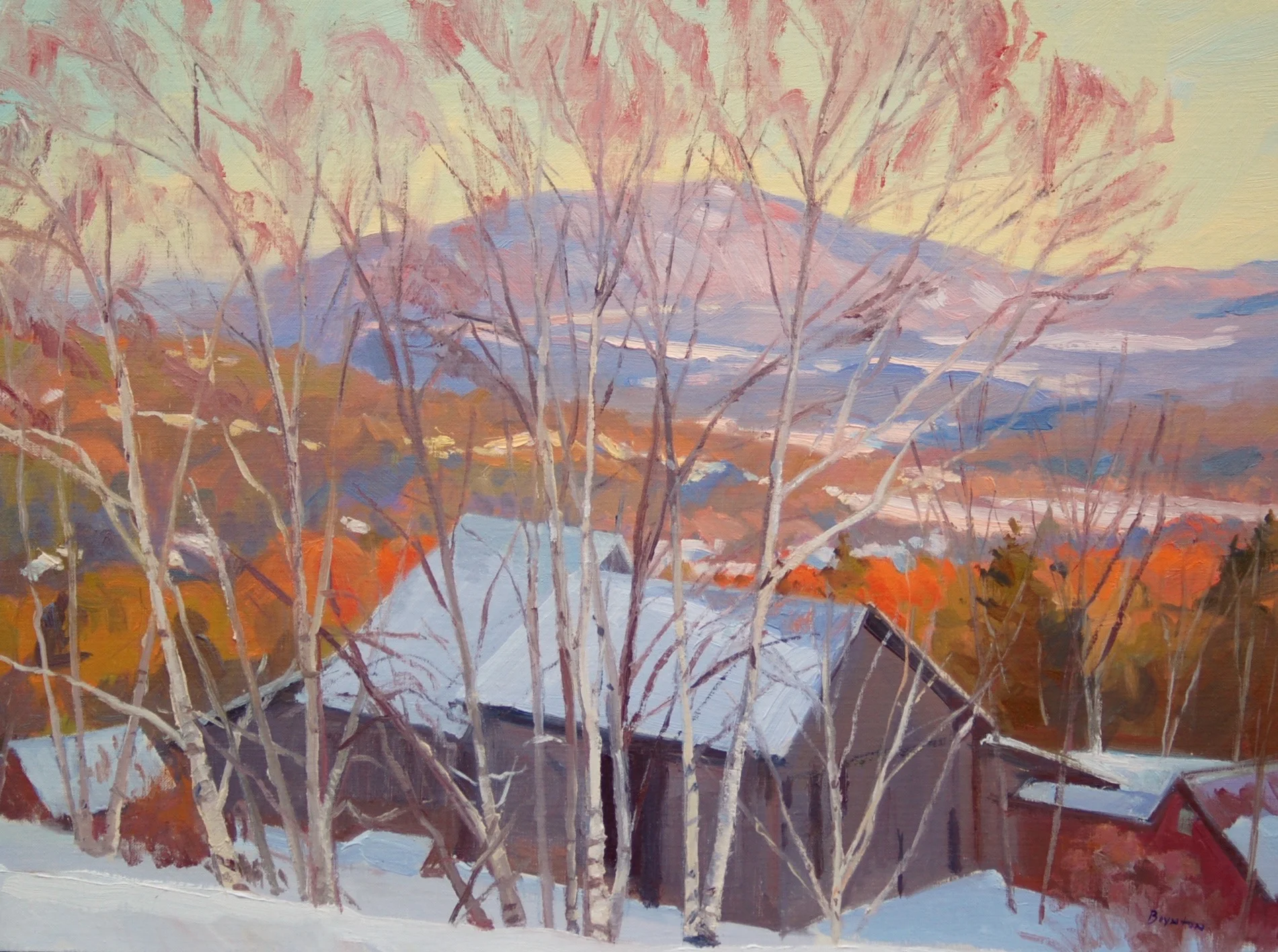 Thanksgiving Snow, Plein air oil painting by Lee Boynton
