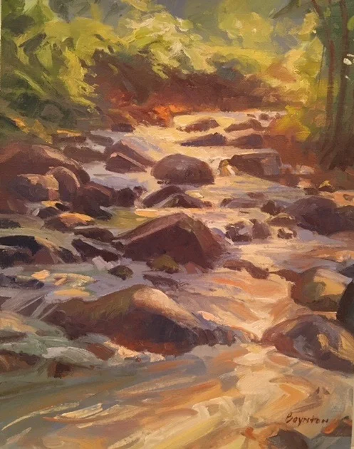 Watersong, Bedford, VA, Pleinair oil painting by Lee Boynton