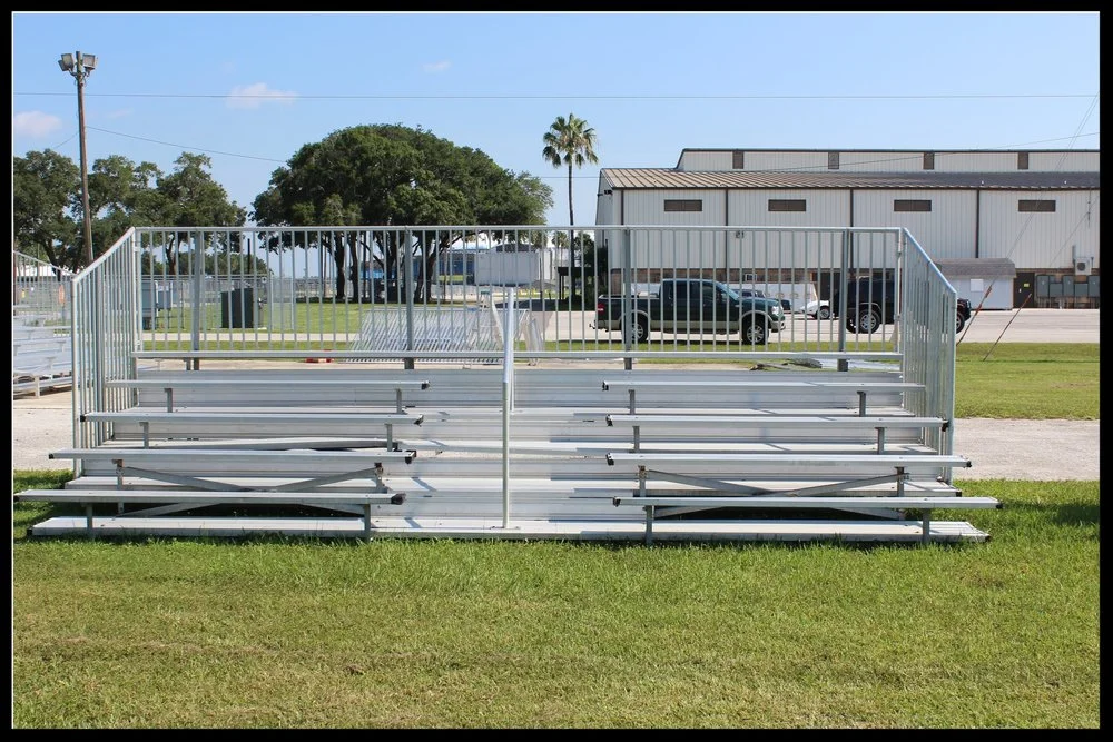 5 Row Non-Elevated Aluminum Bleachers (w/ aisle) Click here for free, printable CAD drawings!