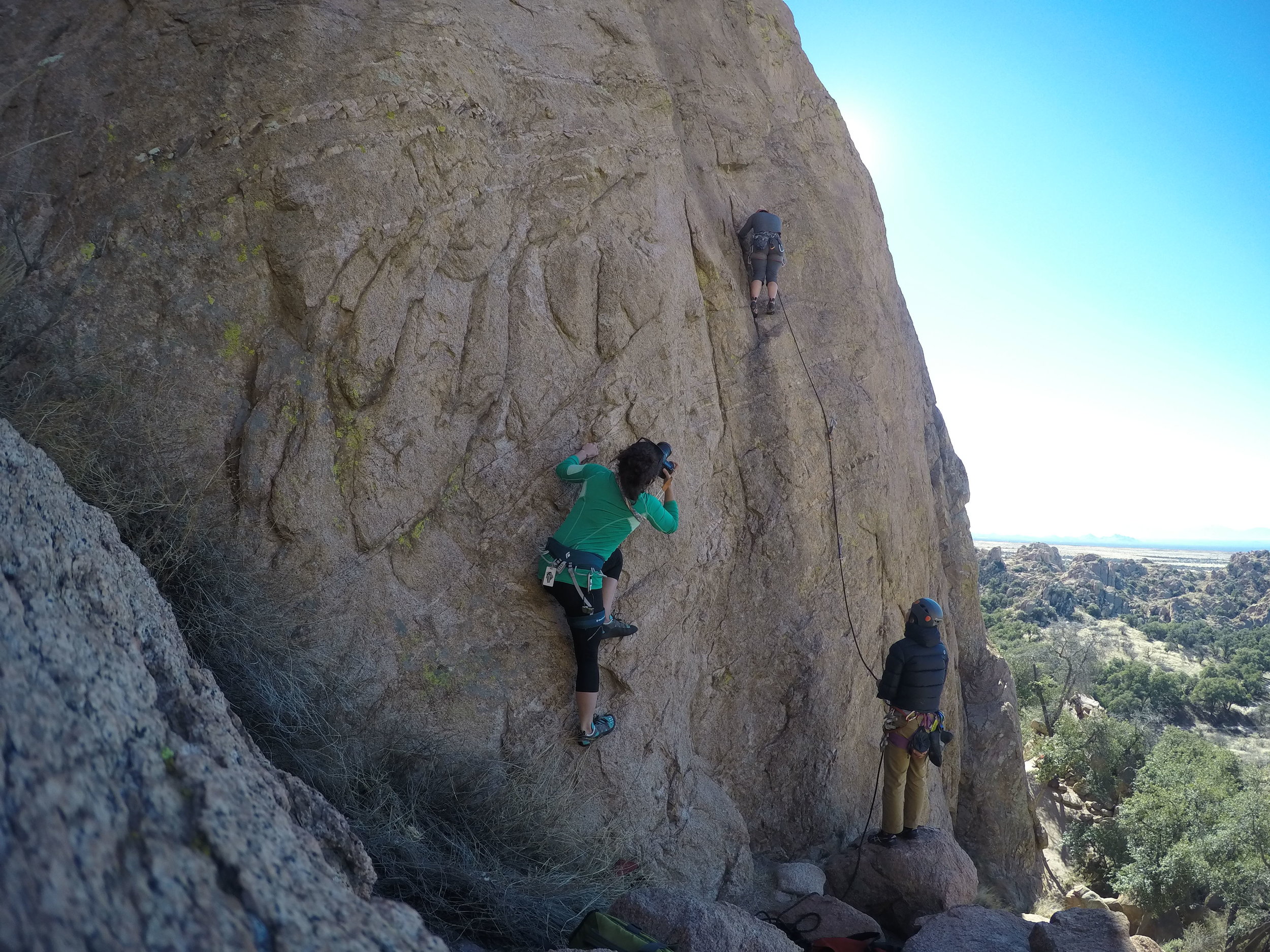 I set up the GoPro to capture an action shot of the action shot. That's Jenny up there, crushing it on the lead. 