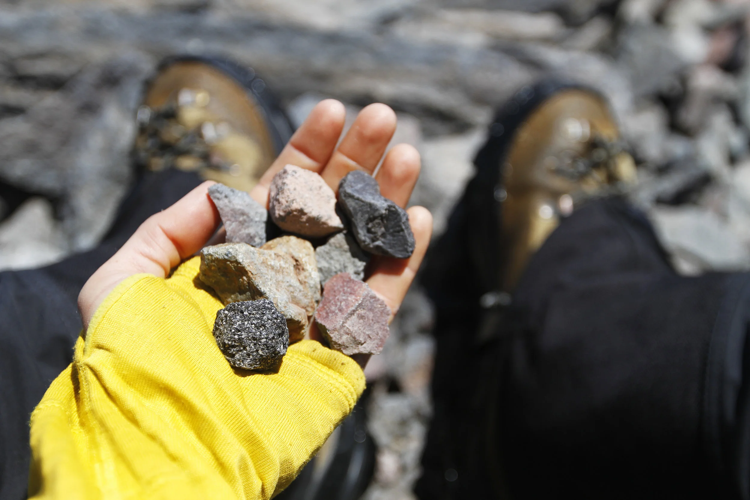 Collecting volcanic rocks while waiting on Jon.