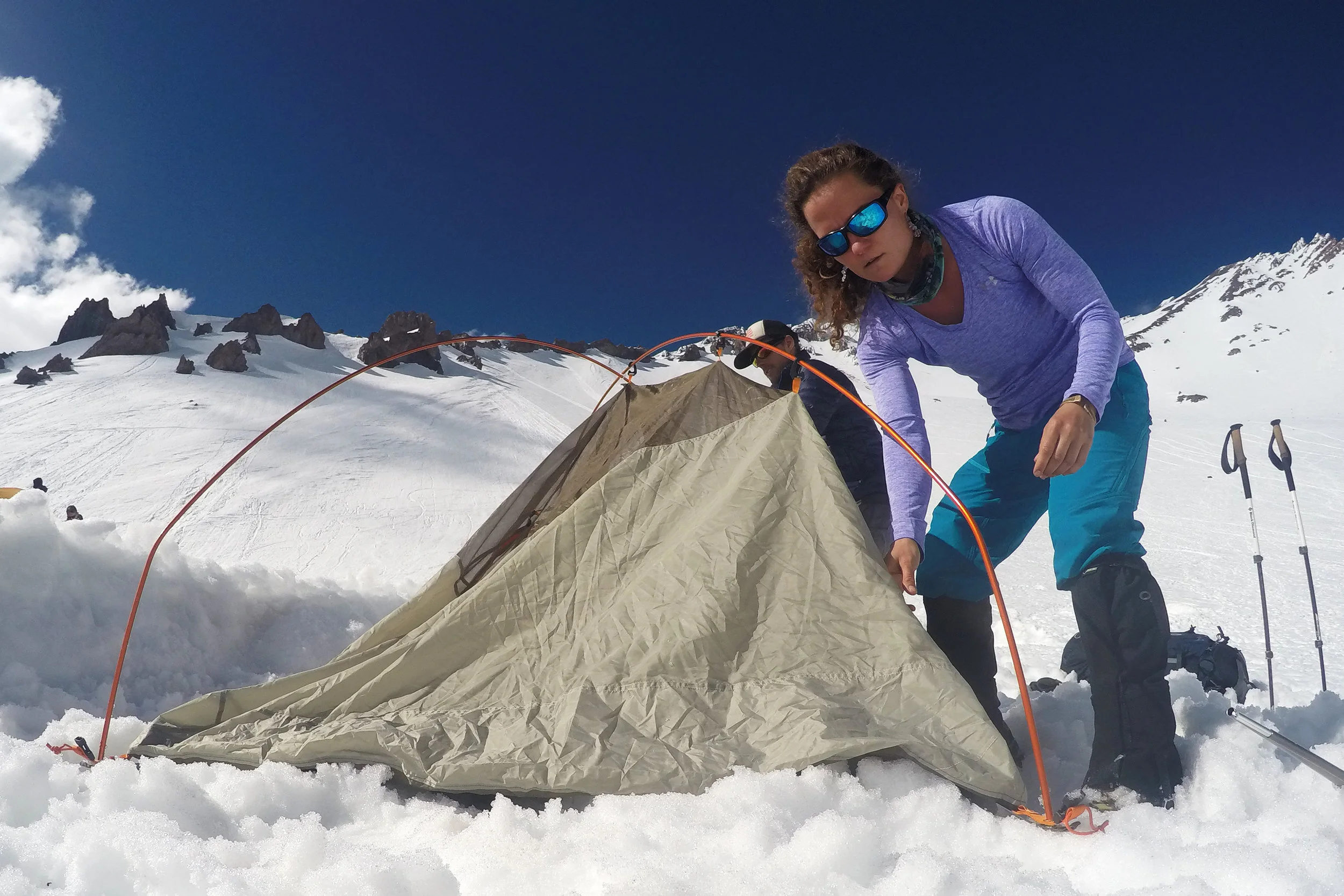 Setting up camp at Lake Helen, elevation 10,400 feet. 