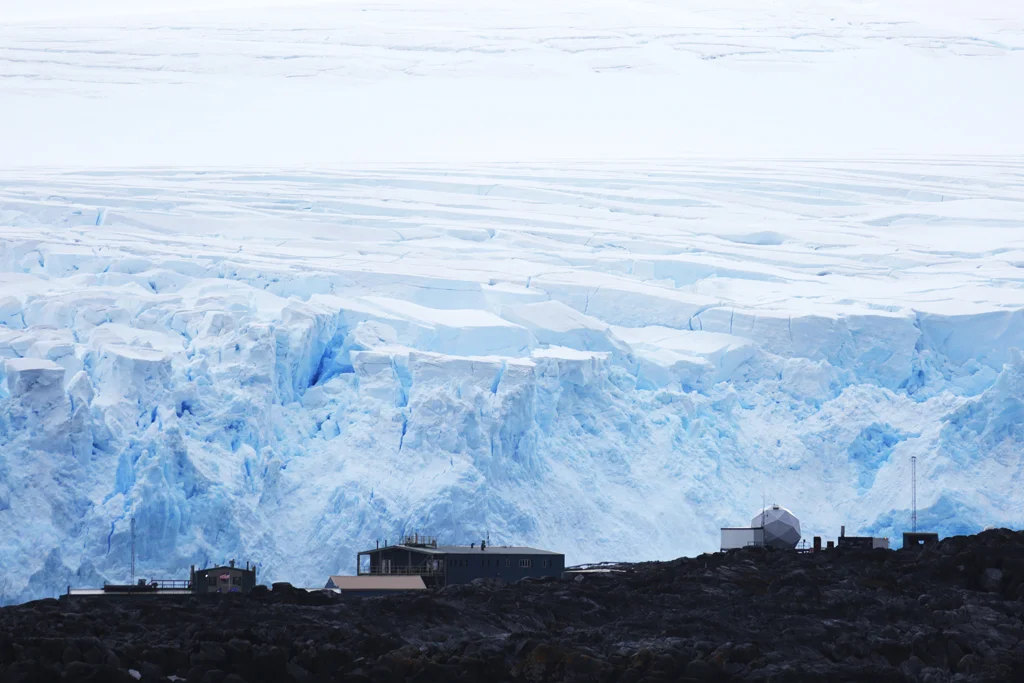 Our first view of Palmer Station from the deck of the Laurence M. Gould. 