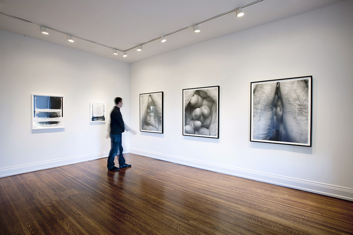 Installation view (right wall): "Interlocking Fingers, No. 23, 2000," 47 x 38 in.; "Interlocking Fingers, No. 17, 2000," 47 x 38 in.; "Interlocking Fingers, No. 22, 2000," 47 x 38 in.