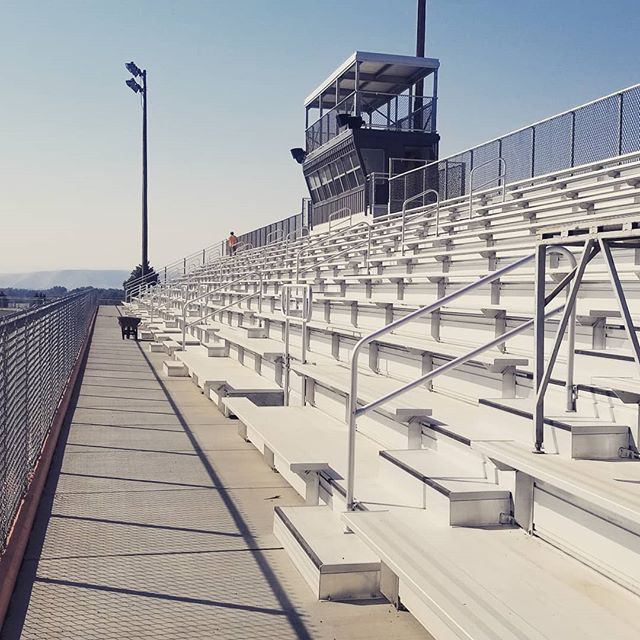 Getting the new grandstands ready for those Friday Night Lights!