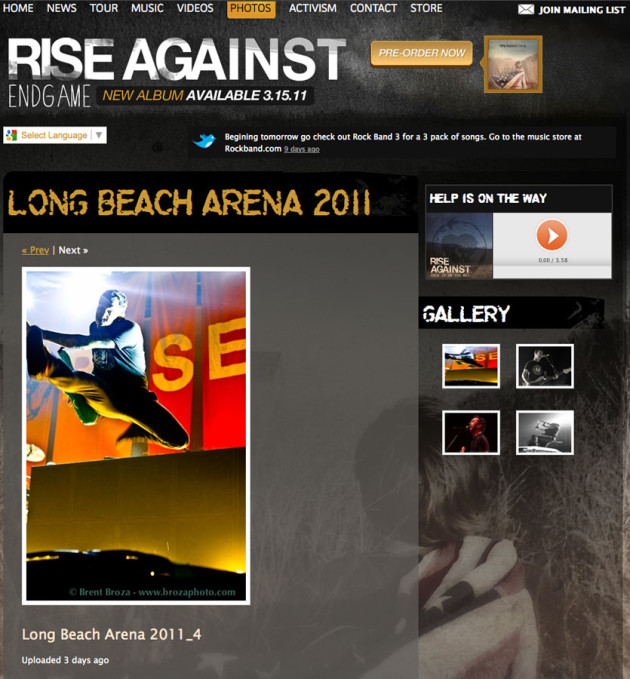April 11, 2011 -Rise Against Website