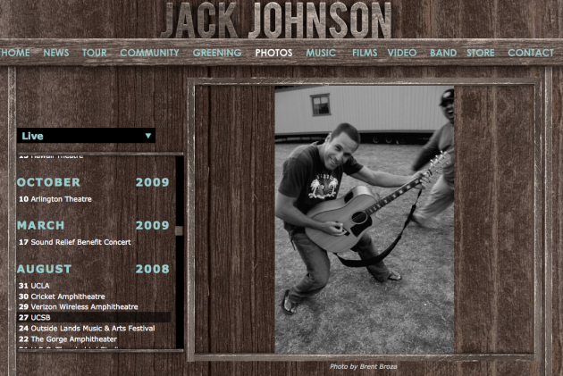 August 2008 - Jack Johnson image for his En Concert album booklet