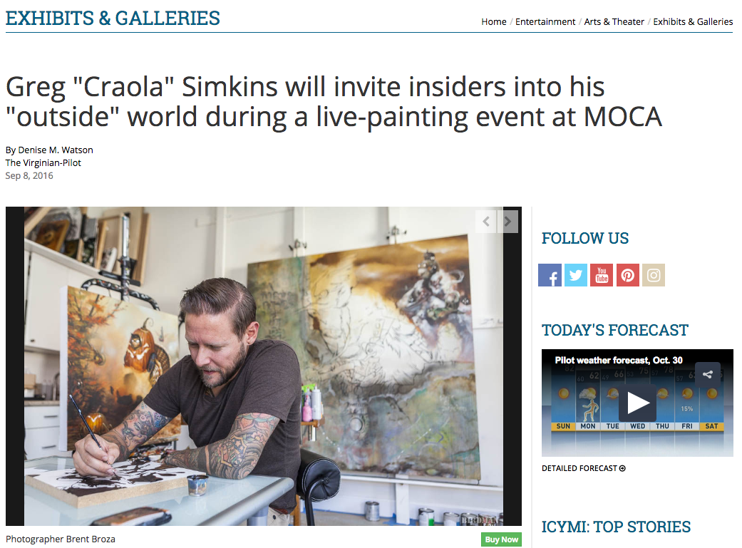 September 8, 2016 - The Virginian Pilot - CRAOLA live painting at MOCA