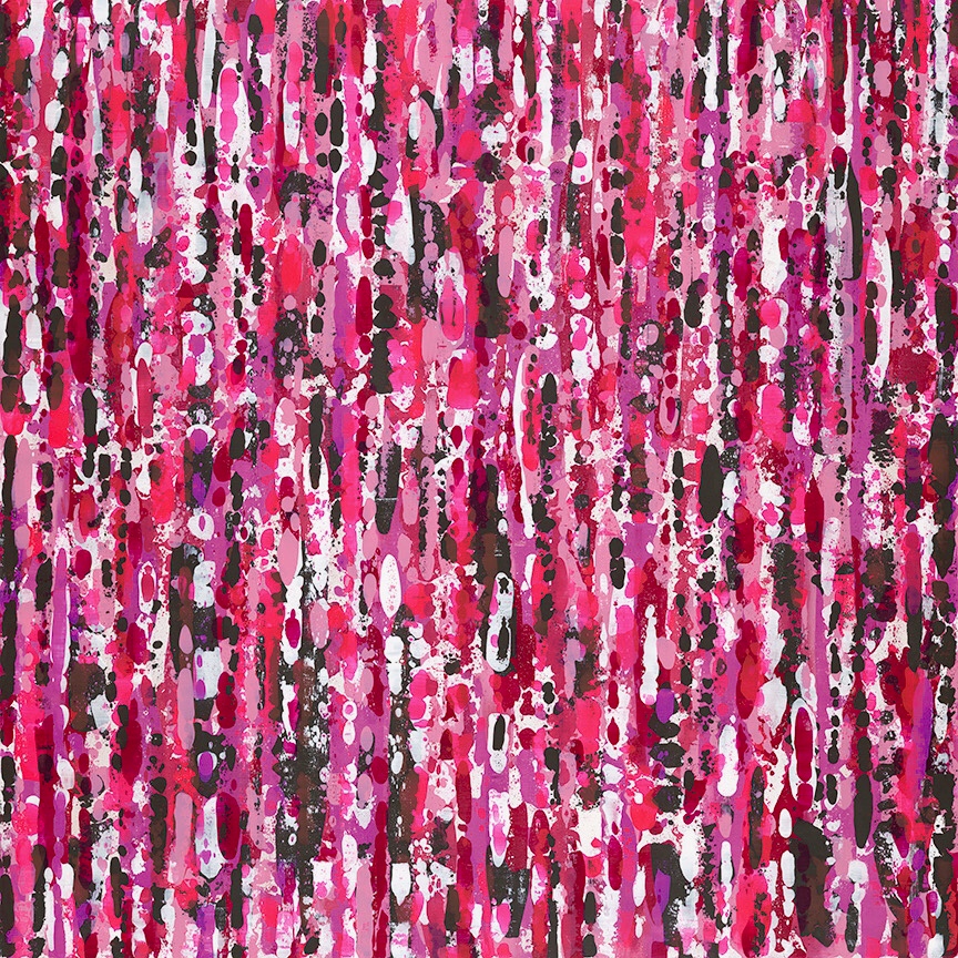 SOLD: PINK IS PUNK - 37X37 ACRYLIC ON A WOOD BIRCH PANEL WITH A WHITE FLOATER FRAME. (INQUIRE FOR PRICING AND AVAILABILITY)