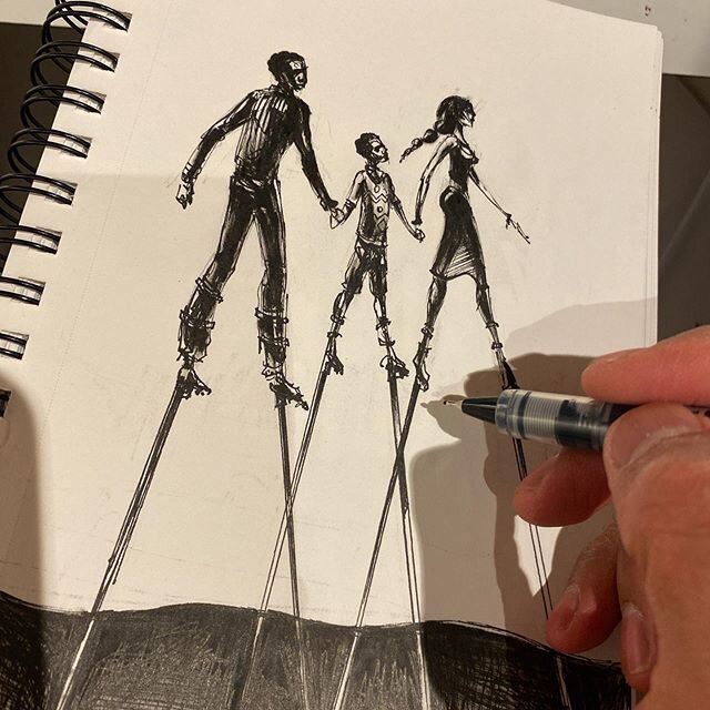 My new ink drawing titled &ldquo;The Long Walk&rdquo;. #urbanart #urbanartwork #family #familytime