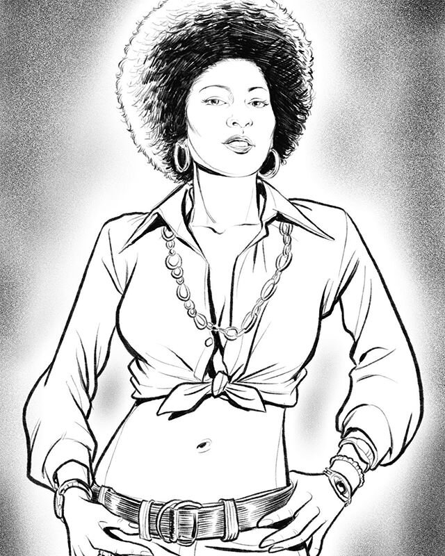 Pam Grier the &ldquo;baddest&rdquo; woman of the 70&rsquo;s and Foxy for sure. #foxybrown #pamgrier #70s  #portrait #popculture #art