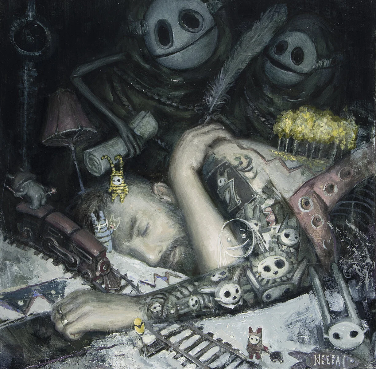 While Asleep { 20” x 20”, oil on canvas, 2019}