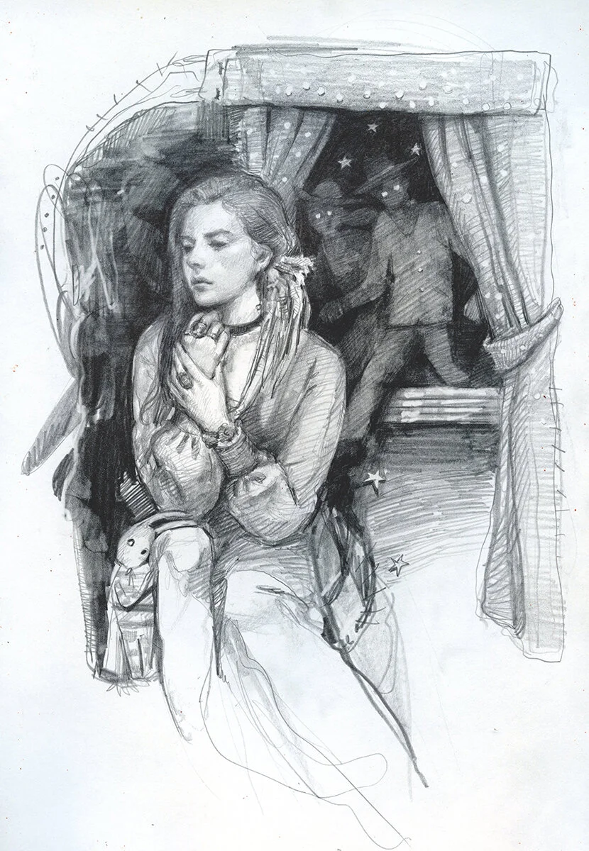 Wind People, graphite on paper, 2019