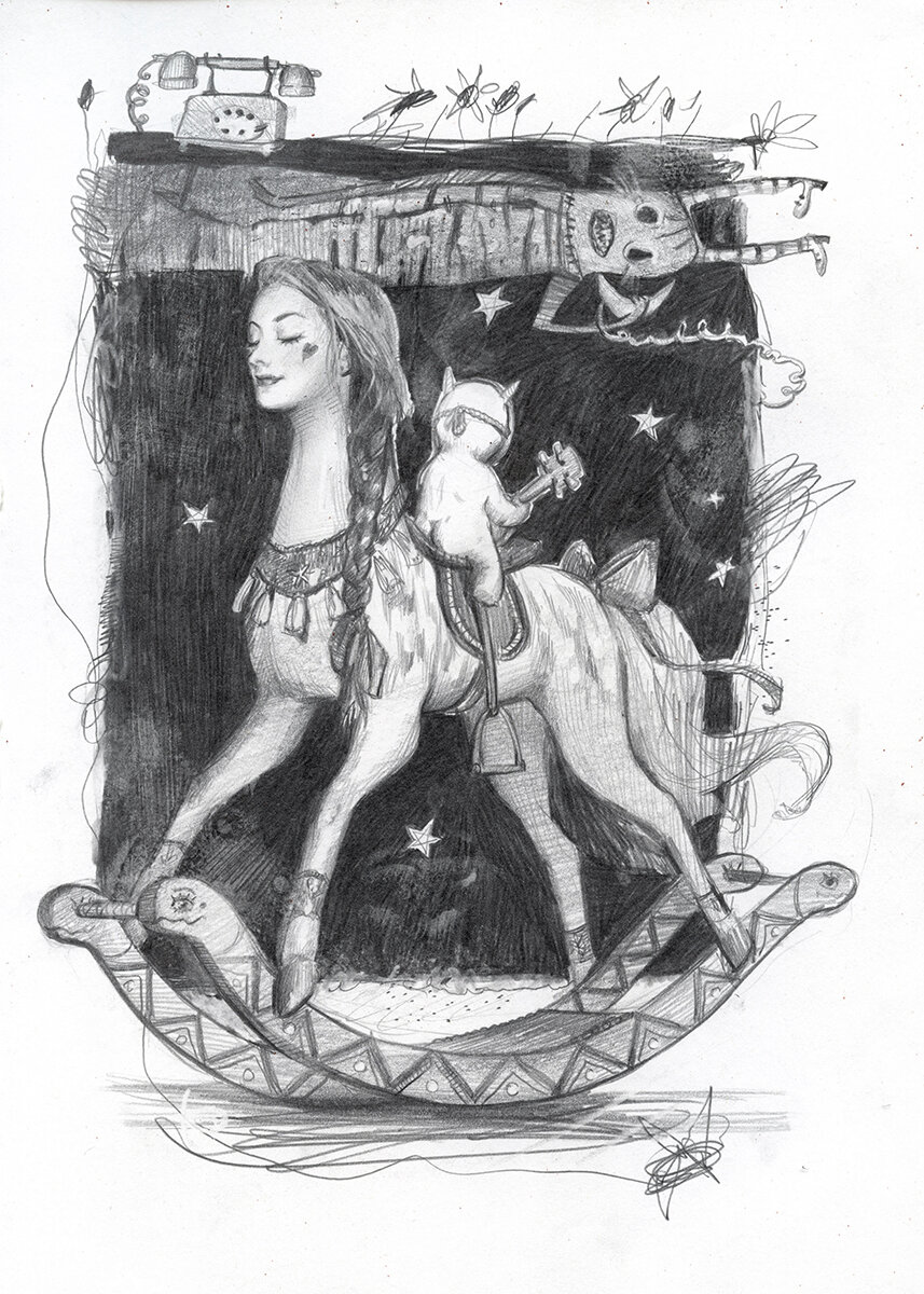 Today I’ll Be A Horse!, graphite on paper, 2019
