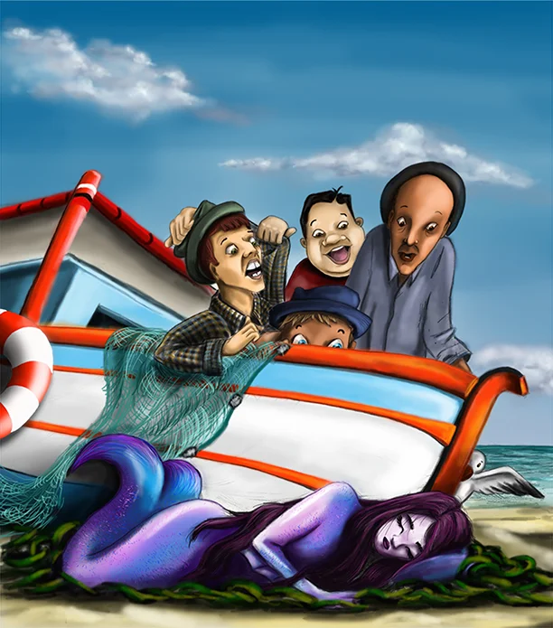 Mermaid Asleep by Boat