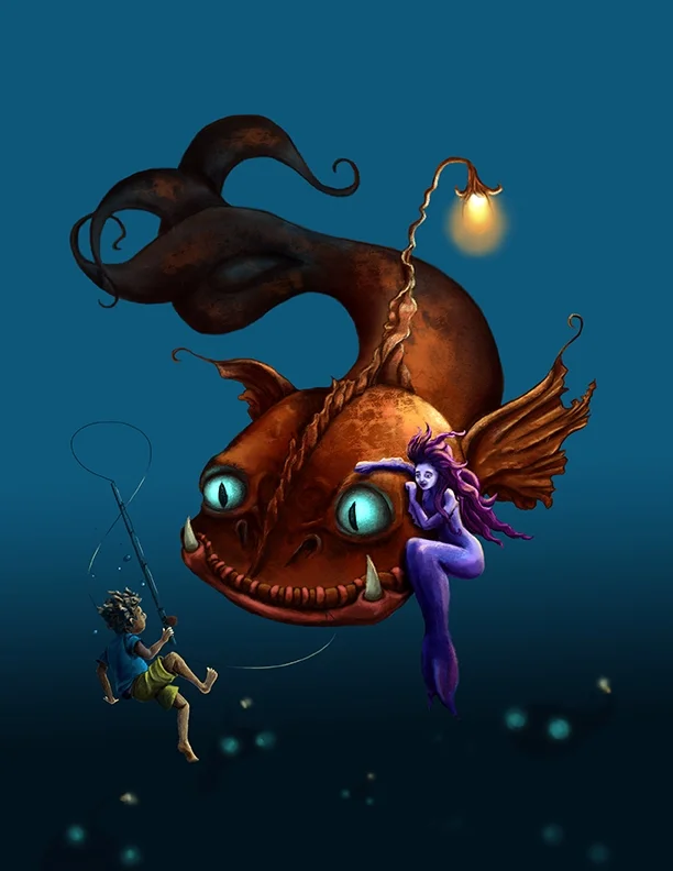 Sea monster and mermaid surprise