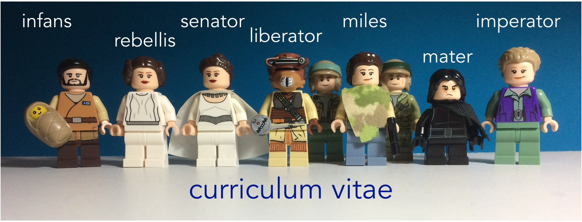 curriculum vitae: infans - rebellis - senator - liberator - miles - mater - imperator