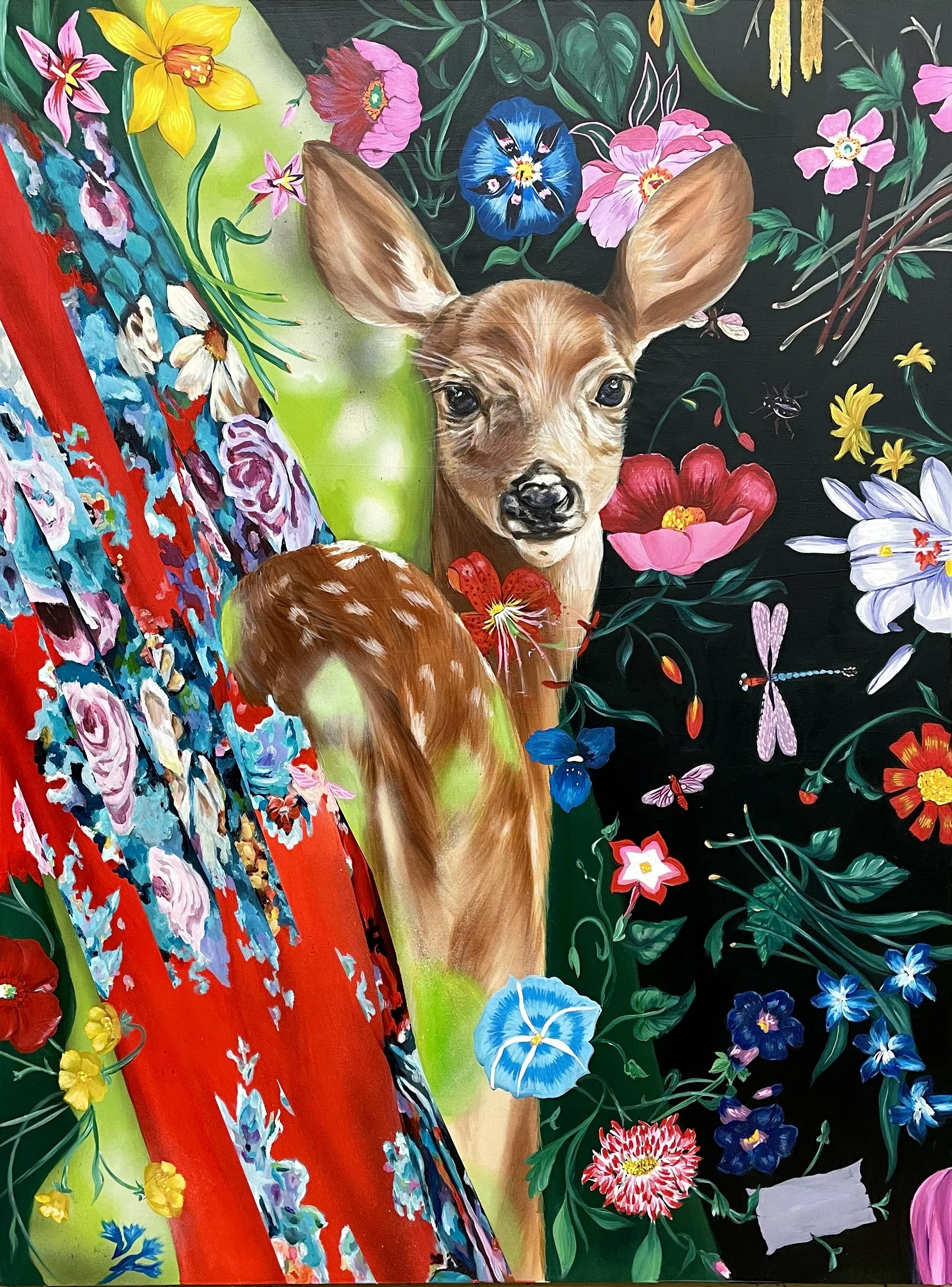 'Veil of Prestige', acrylic & aerosol on canvas, 30x40, 2022