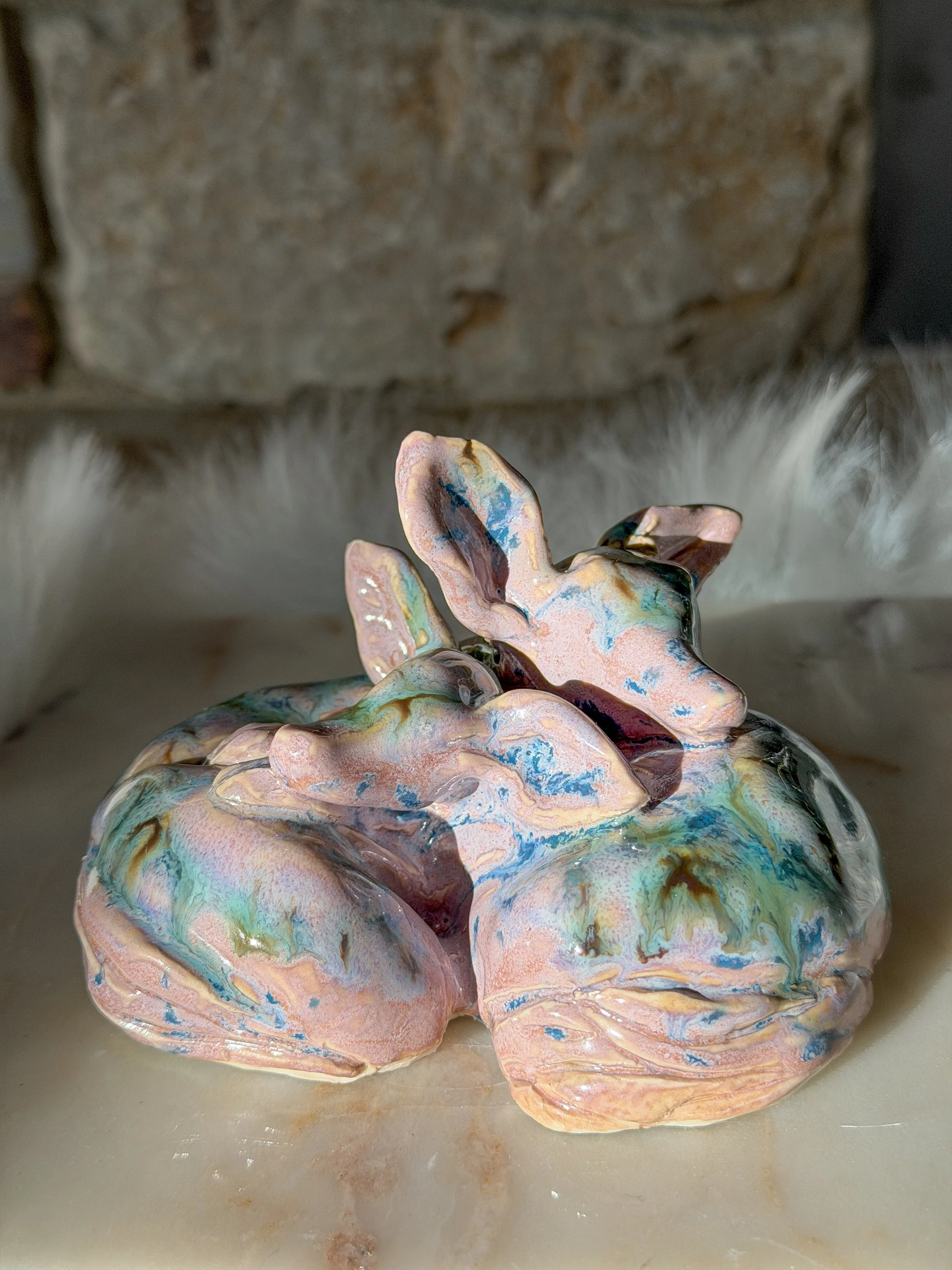 Twin Porcelain Fawns