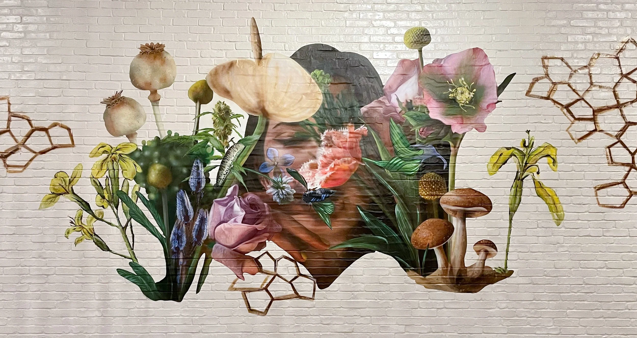 Austin, TX - The Well (aerosol/custom designed wallpaper/metallic ink)