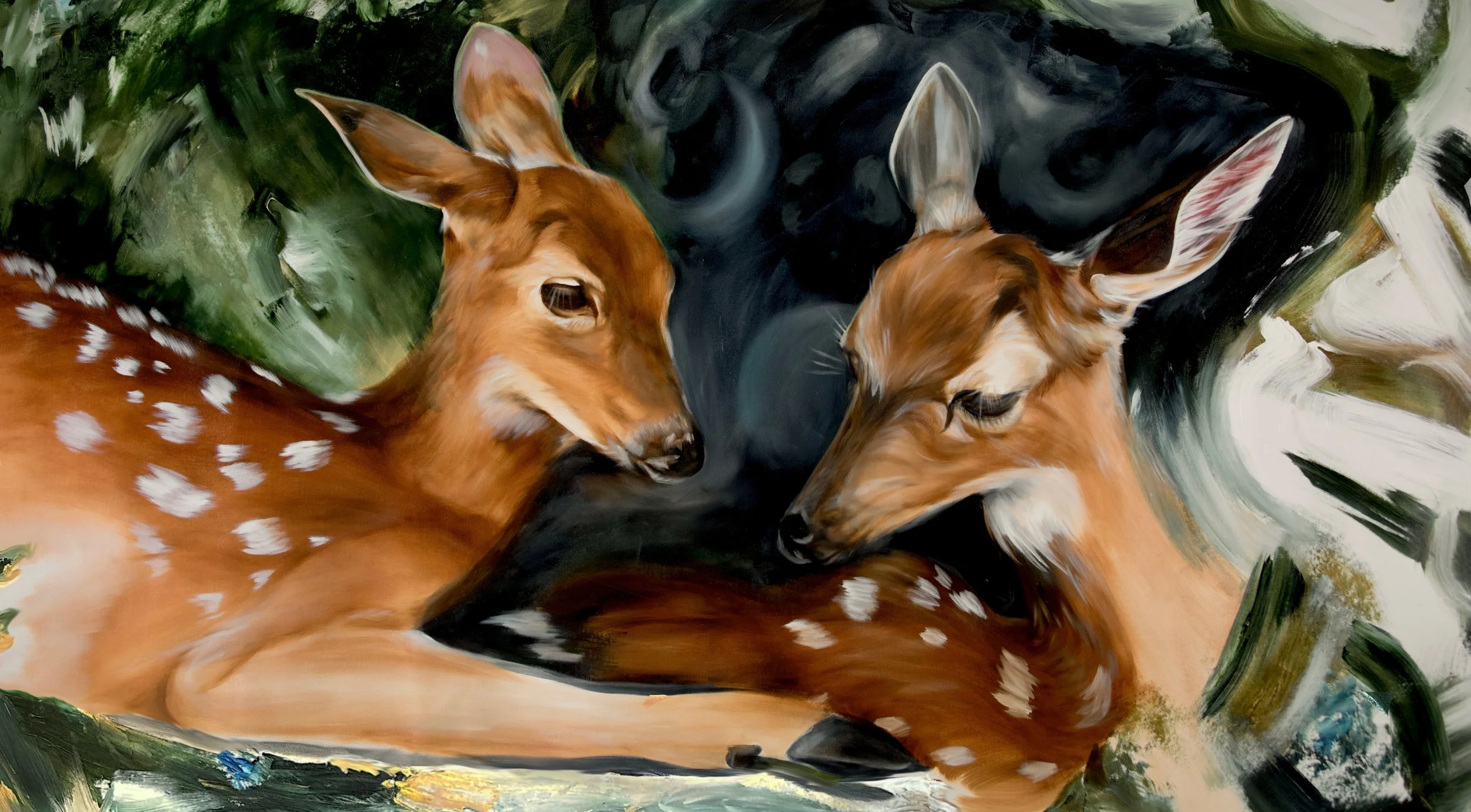 'Hushed Whispers', acrylic & oil on canvas, 68x42, 2025