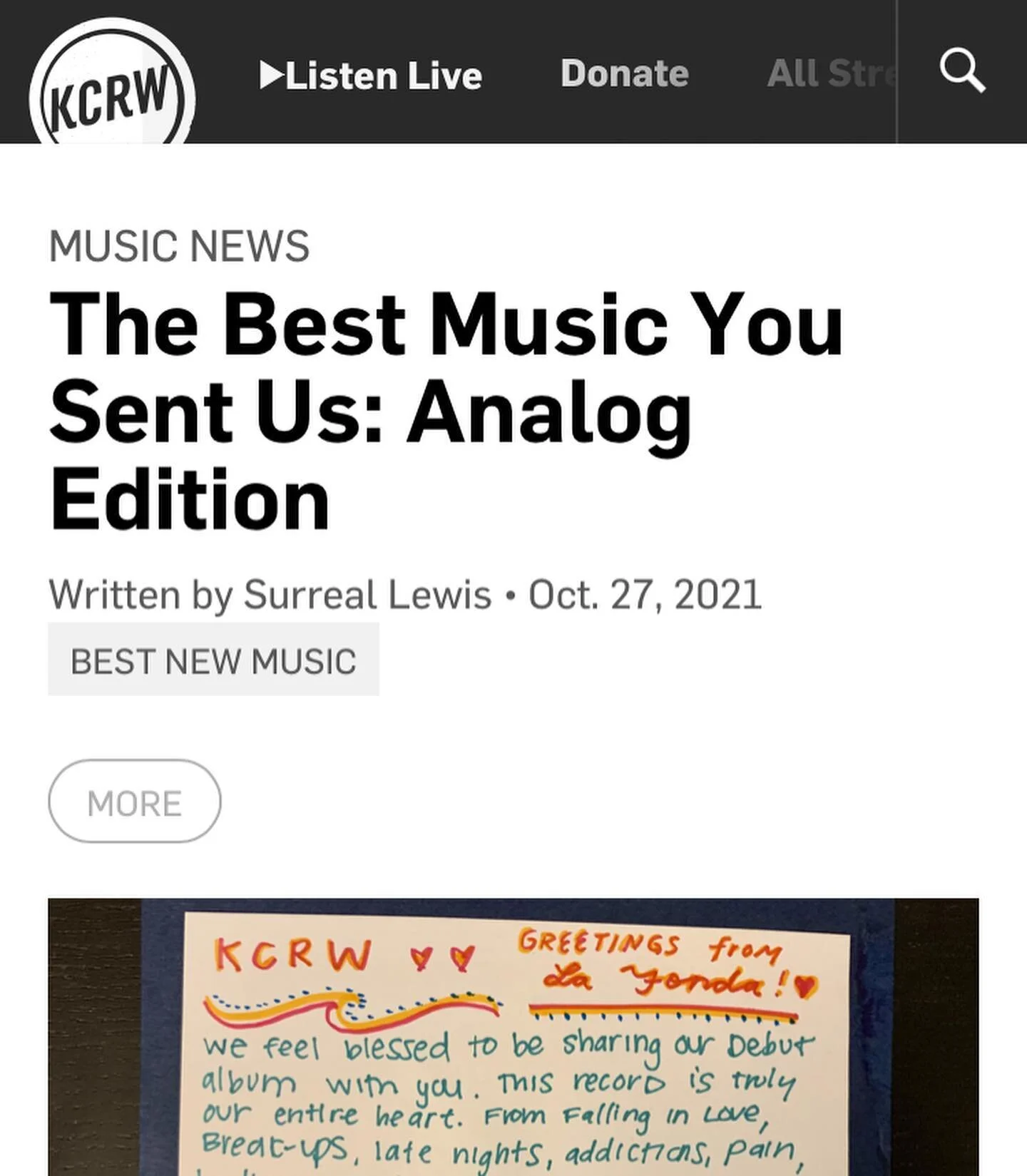 Thanks @kcrw for the 🤍 Floodlights is six years old and still quietly kicking its way into people&rsquo;s hearts - as always, so grateful 🤍 New singles coming at you next week! 🌅