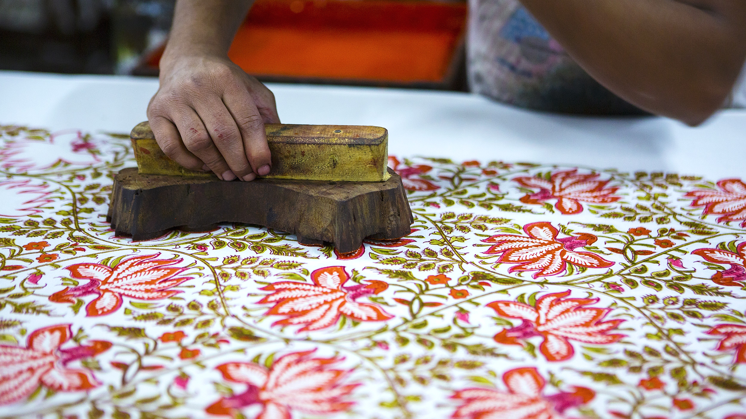 Copy of A hand block printer at work