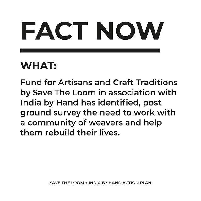 Fund for Artisans and Craft Traditions.

Save The Loom in association with India By Hand activates its Fund for Artisans and Craft Traditions (FACT) for the cyclone-affected in West Bengal and Odisha. The fund strategizes revival of destroyed materia