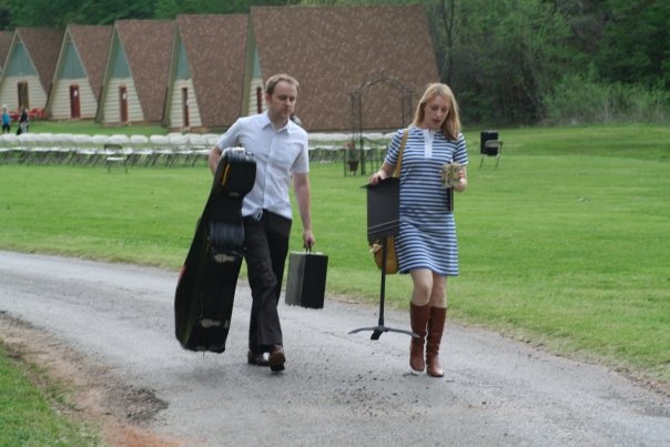 Walking to the wedding gig with my wife Susan. Photo by Brian Craig Stockton.