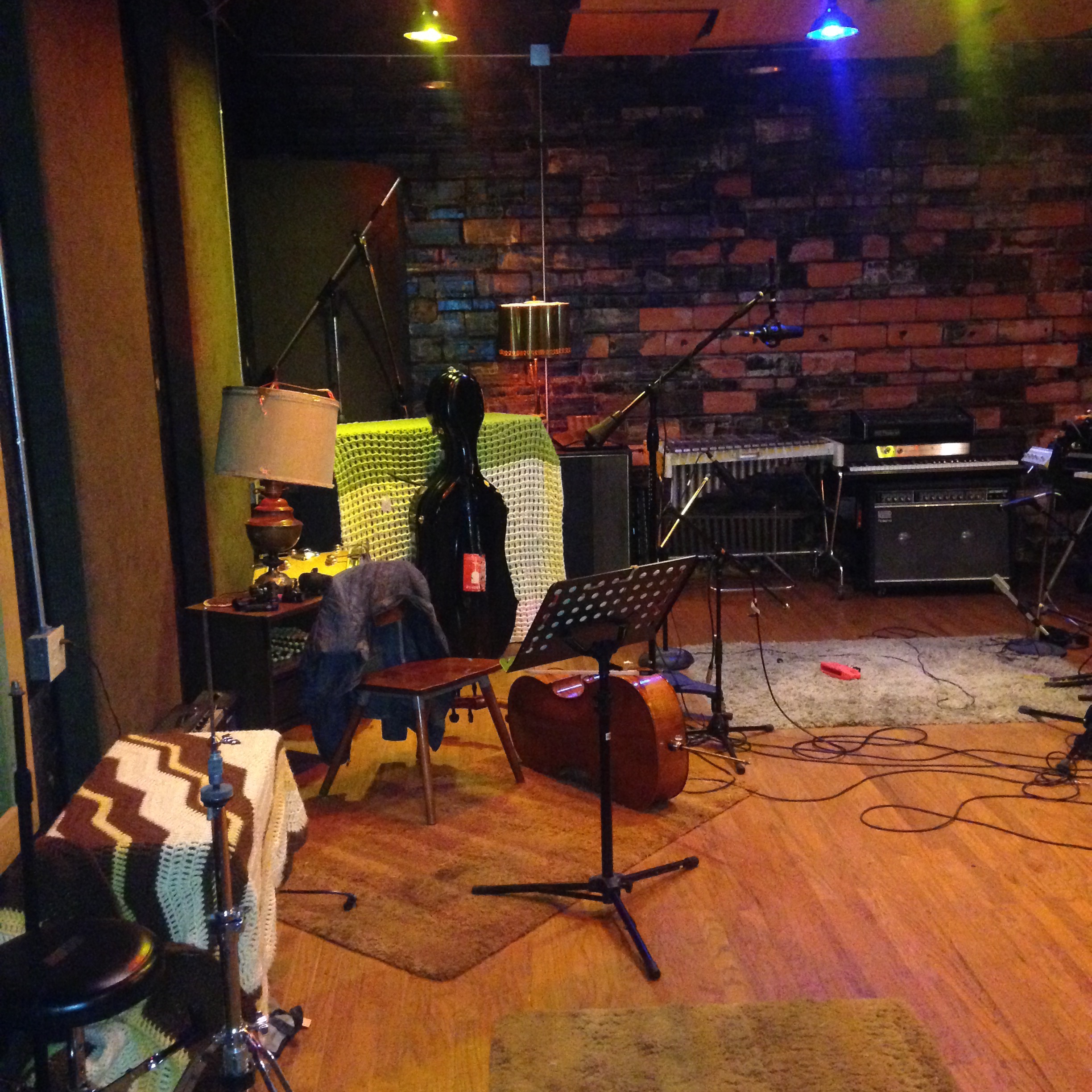 Set up and ready to lay down some cello tracks at Blackwatch Studios in Norman, OK.