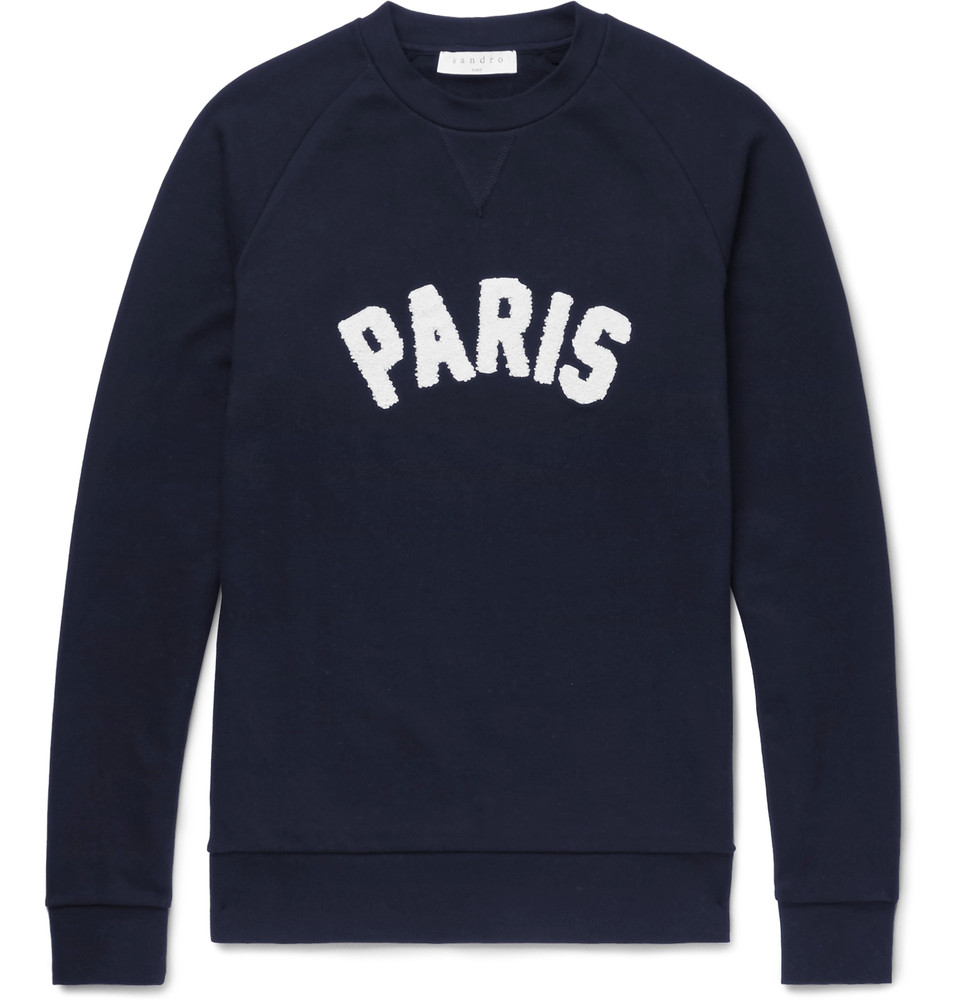 SANDRO Terry appliquéd Loopback cotton-jersey sweatshirt NZD$ 297
