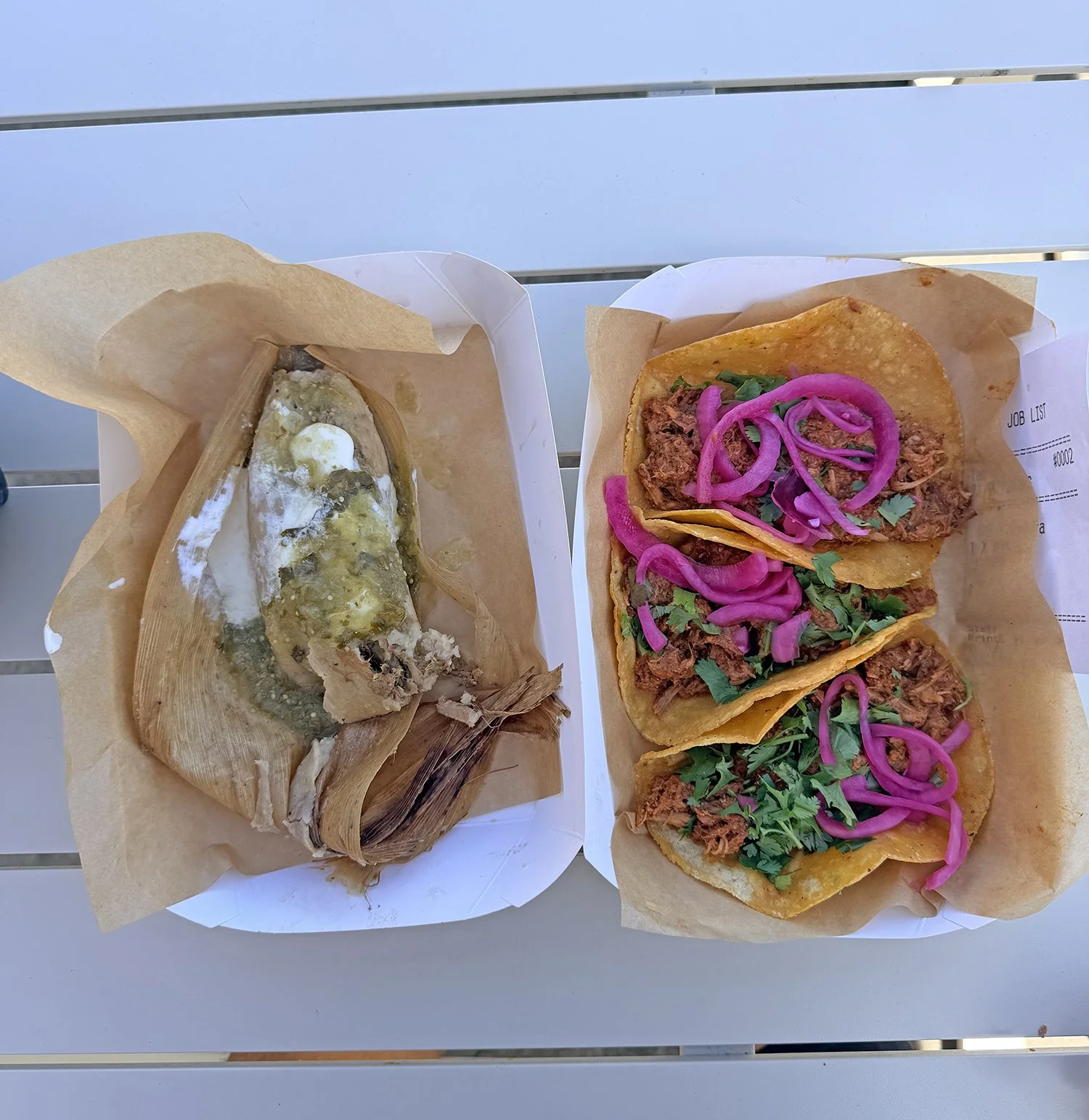 Tamales and soft-shell tacos