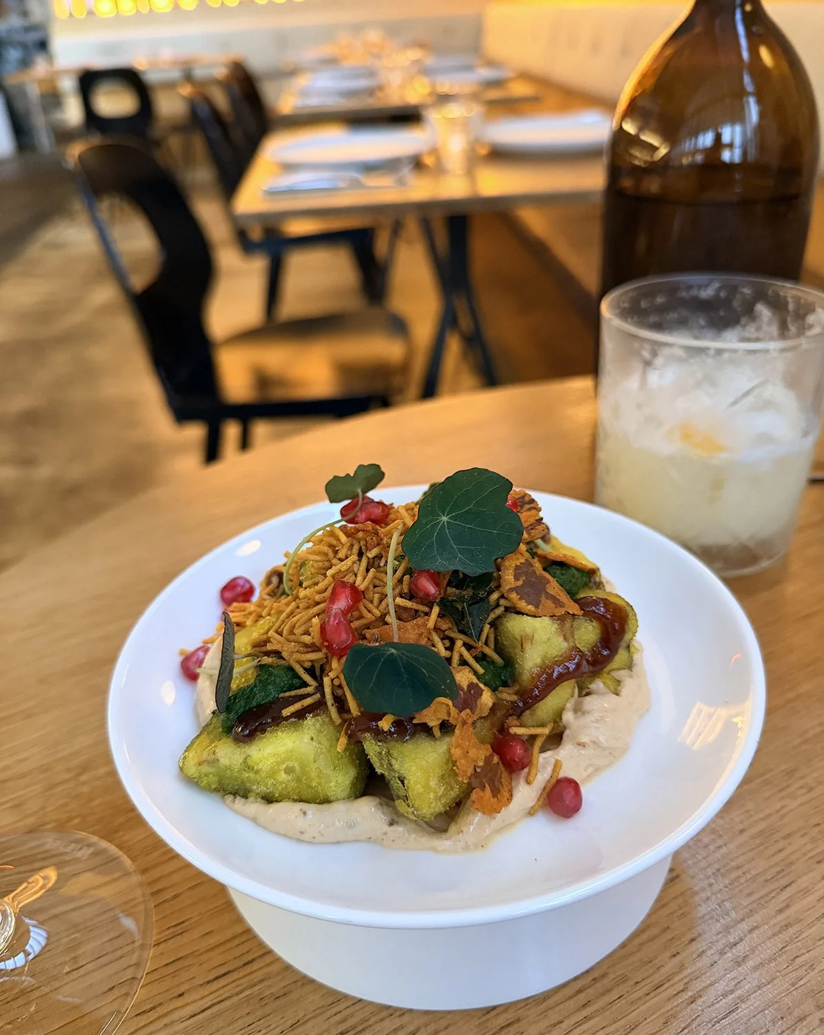 Crisp eggplant sev puri