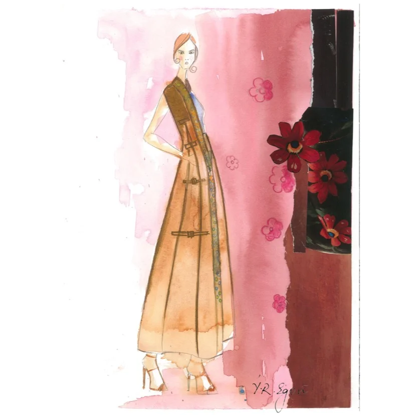 Red, Watercolor and collage on paper, 9" x 12", 2018